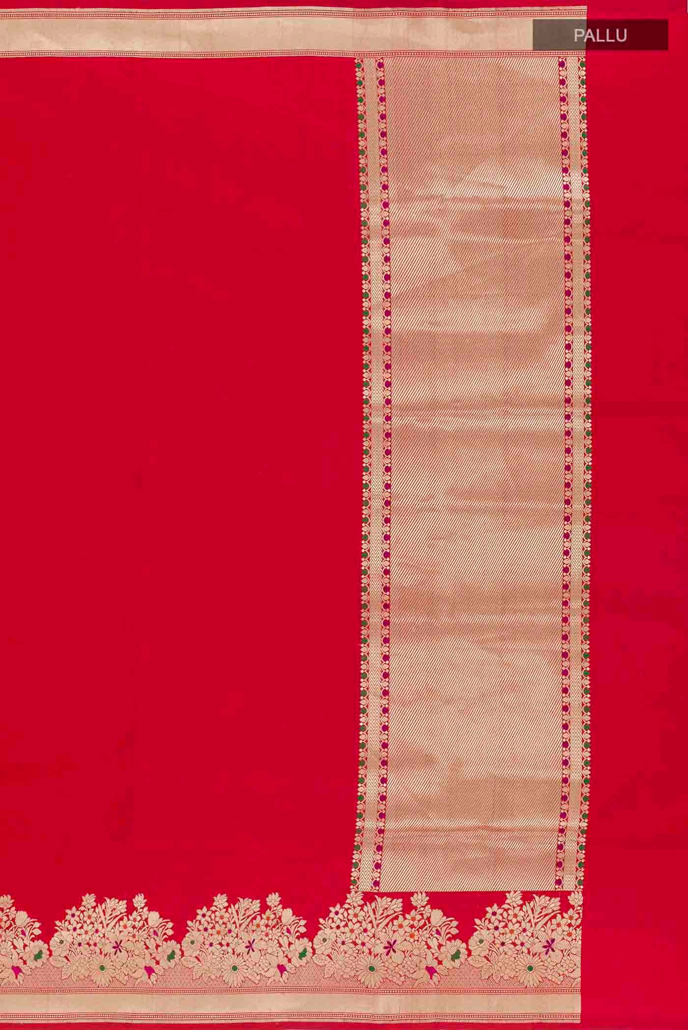 Red Banarasi Silk Saree - Image 7
