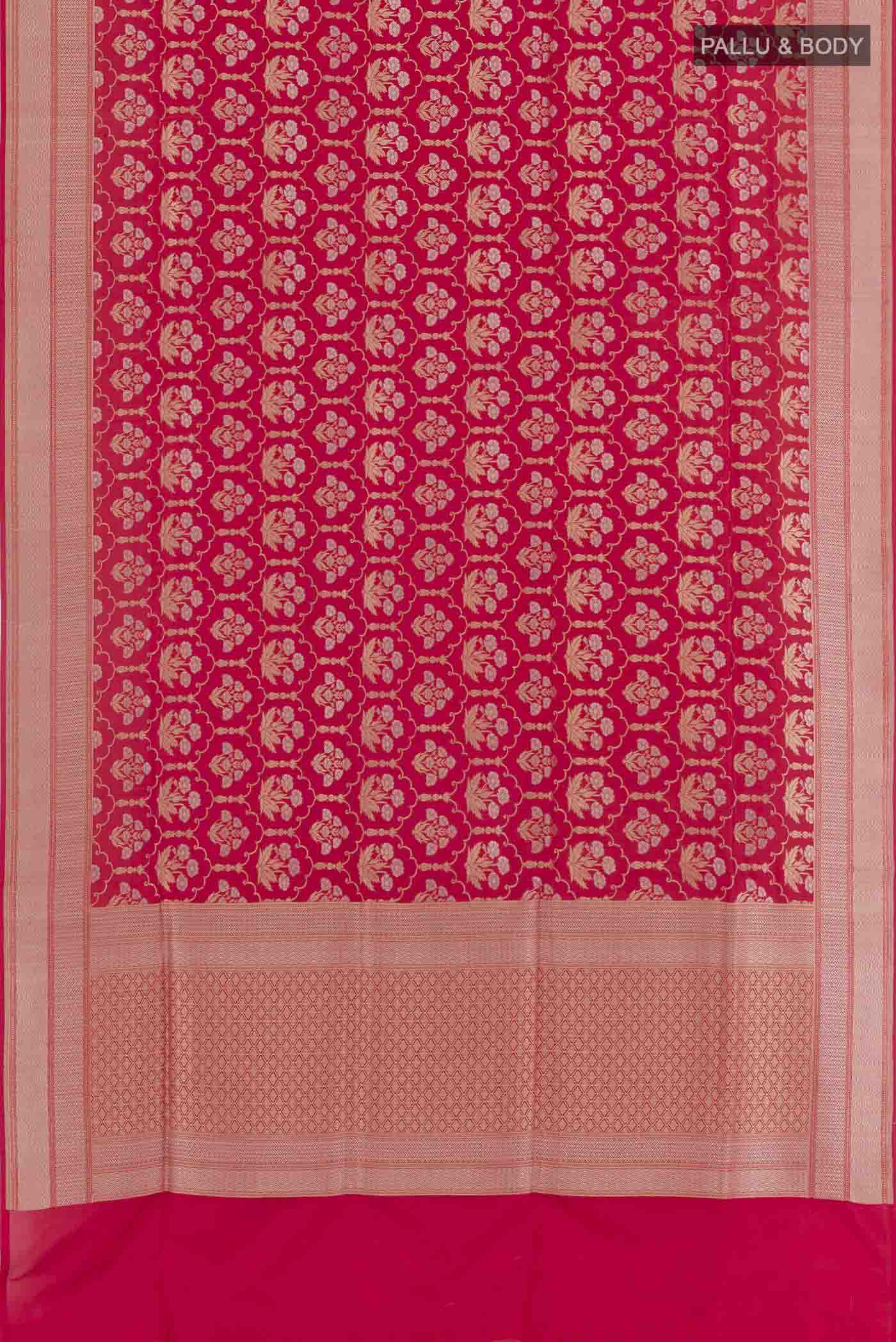 Red Banarasi Silk Saree - Image 3
