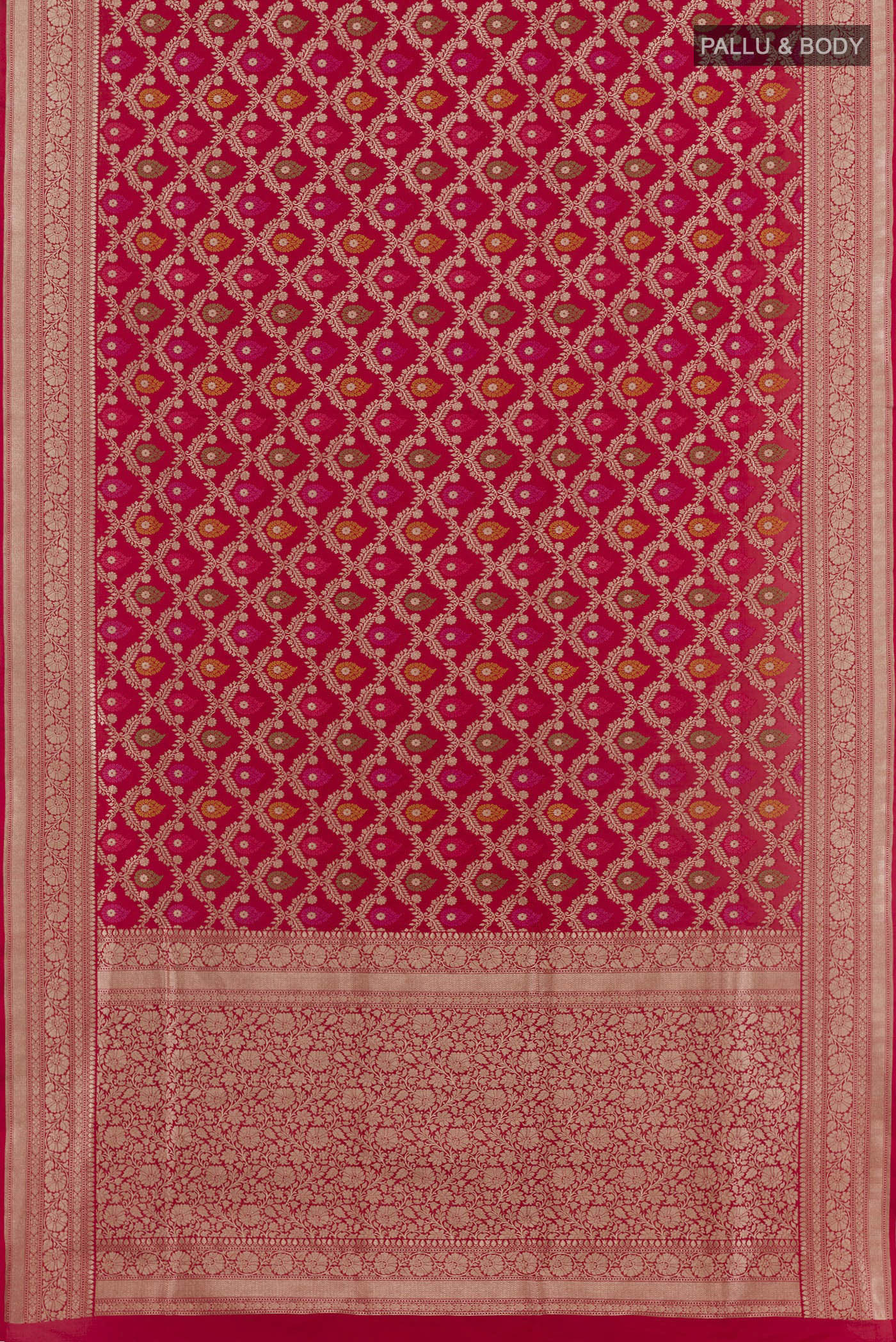 Red Banarasi Silk Saree - Image 3