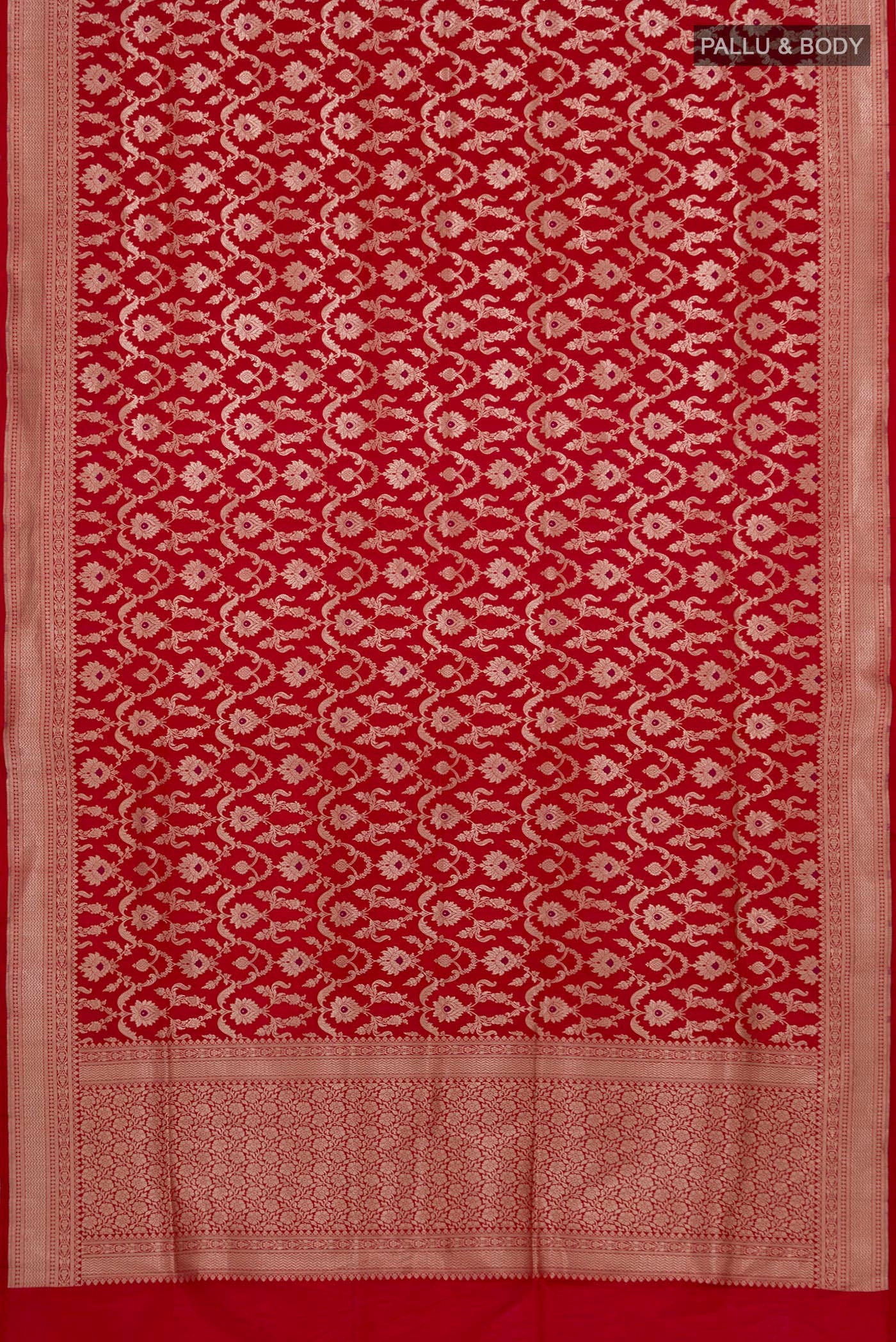 Red Banarasi Silk Saree - Image 5