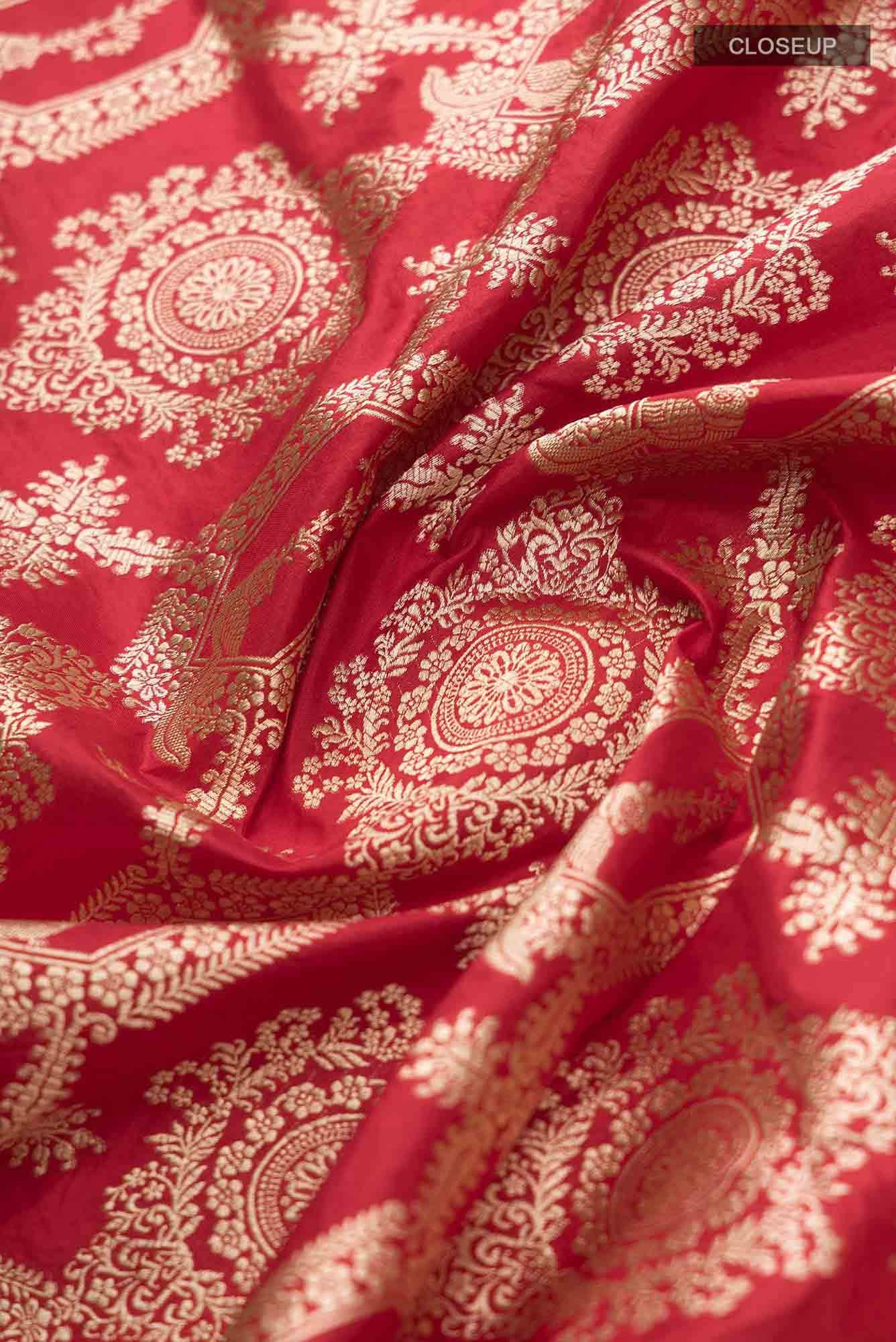 Priyasambad-Red Banarasi Silk Saree - Image 3