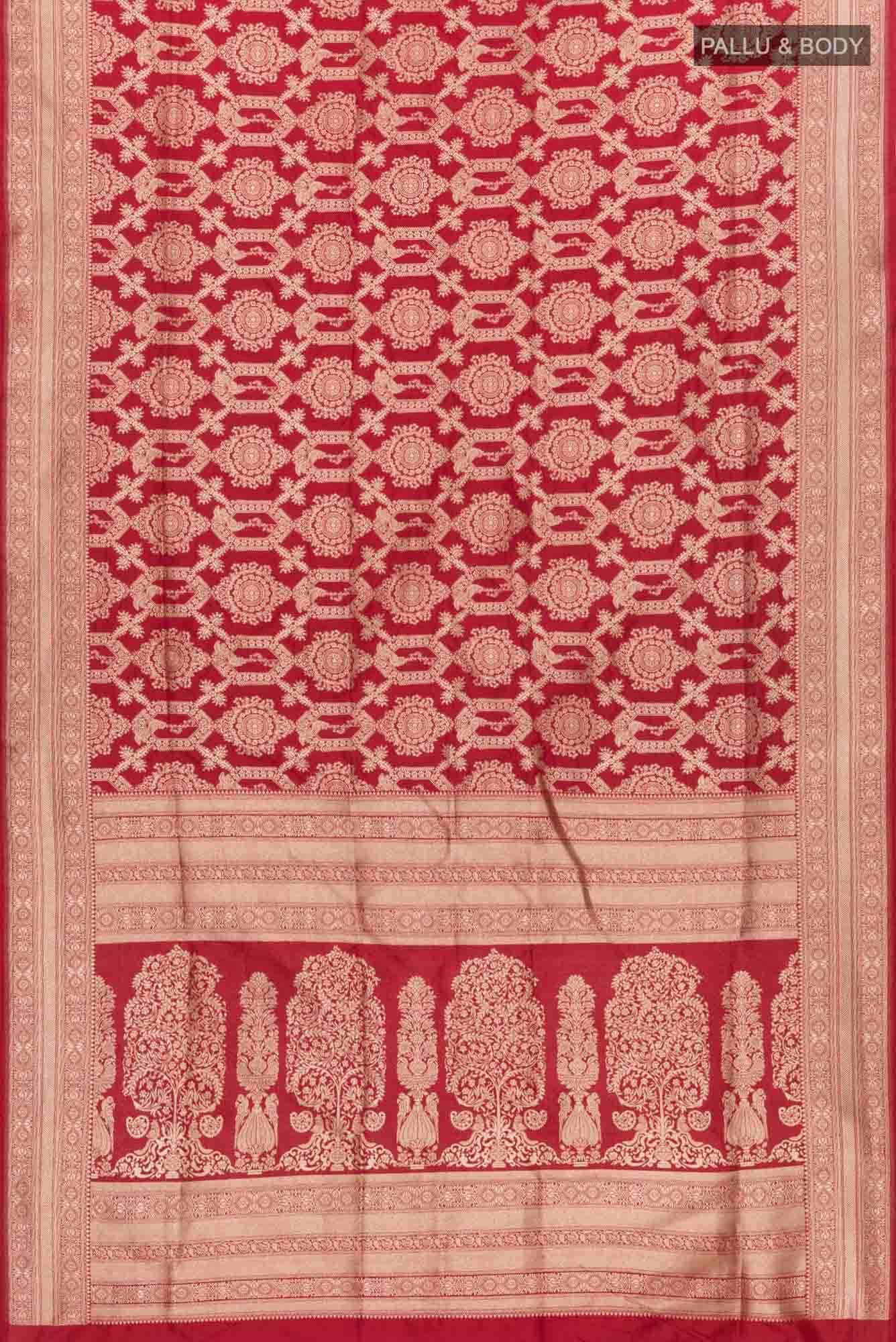 Priyasambad-Red Banarasi Silk Saree - Image 4