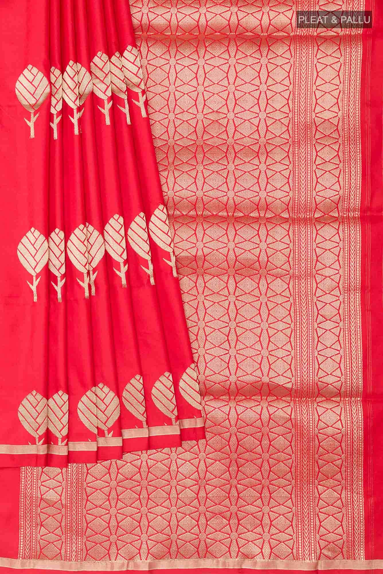 Red Banarasi Silk Saree - Image 2