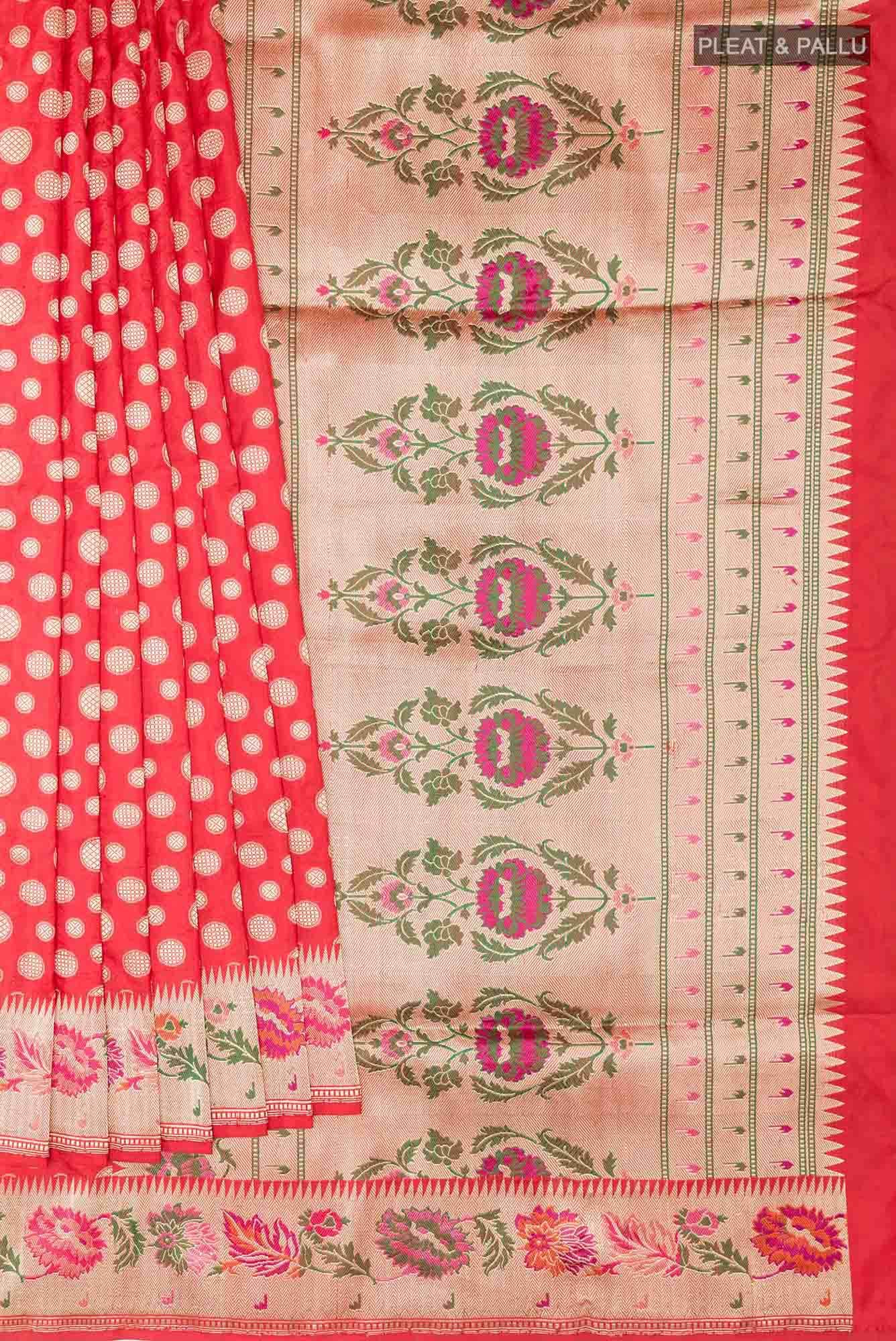Red Banarasi Silk Saree - Image 2