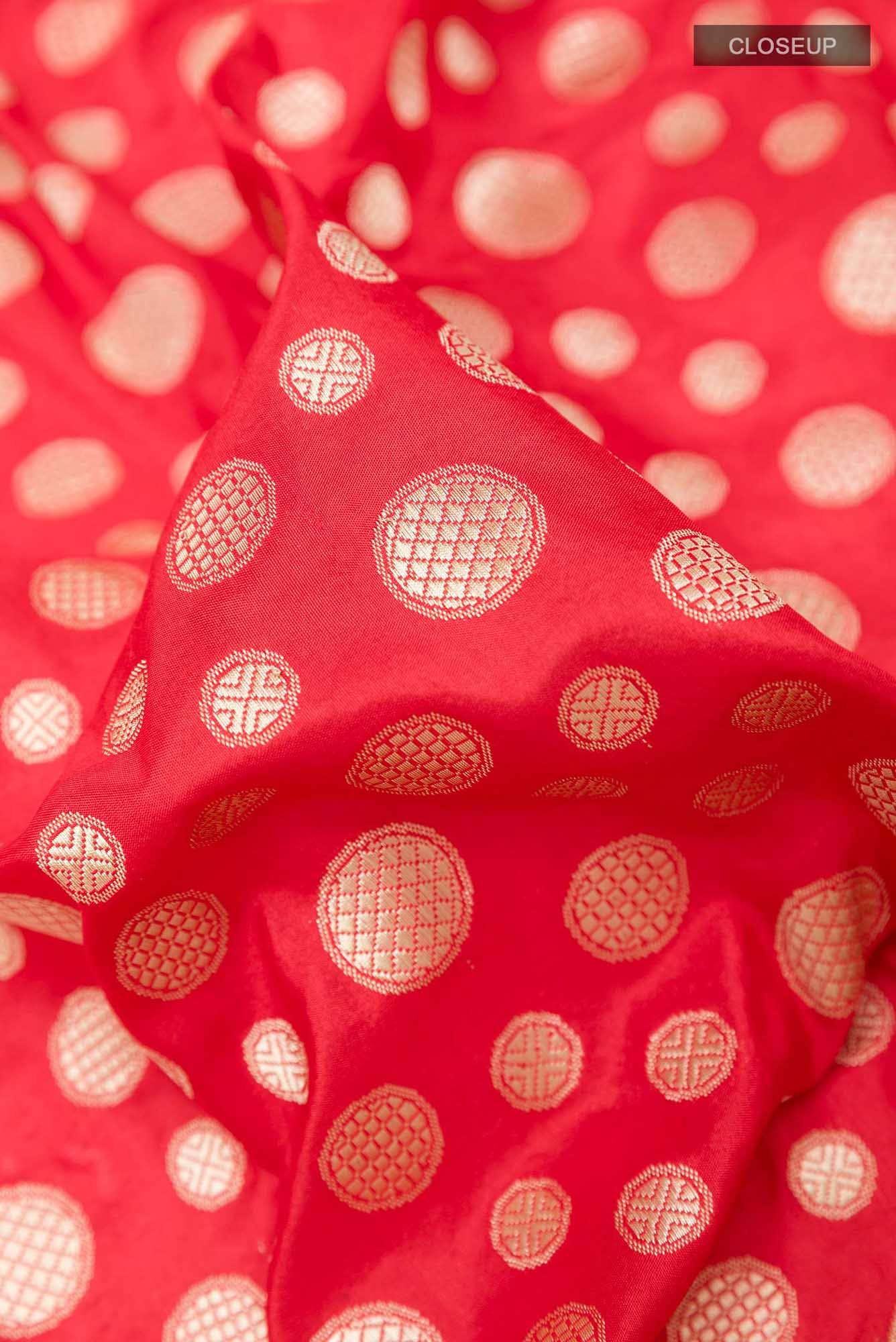 Red Banarasi Silk Saree - Image 3