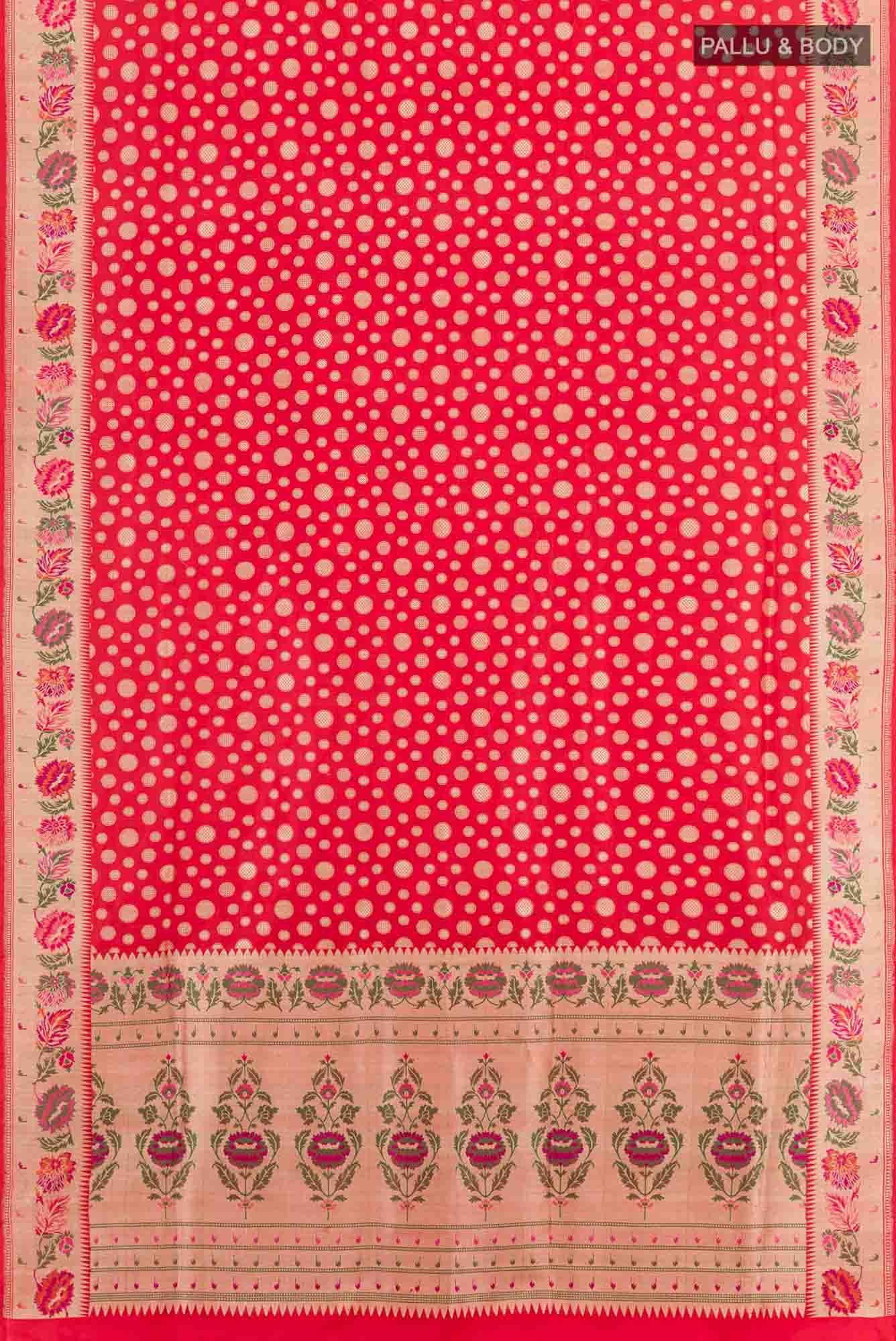 Red Banarasi Silk Saree - Image 4