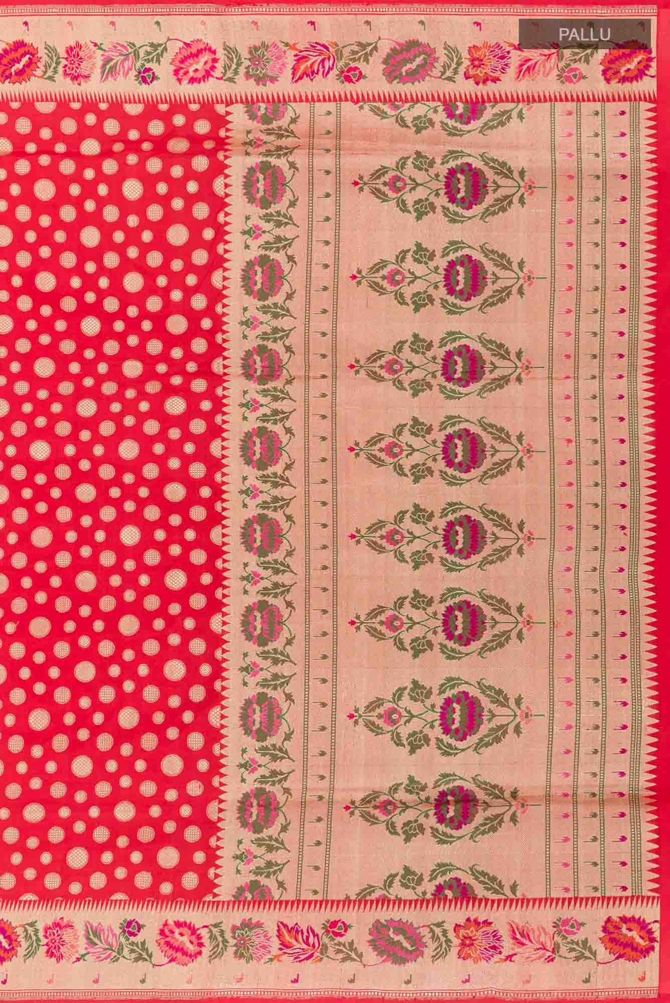Red Banarasi Silk Saree - Image 5