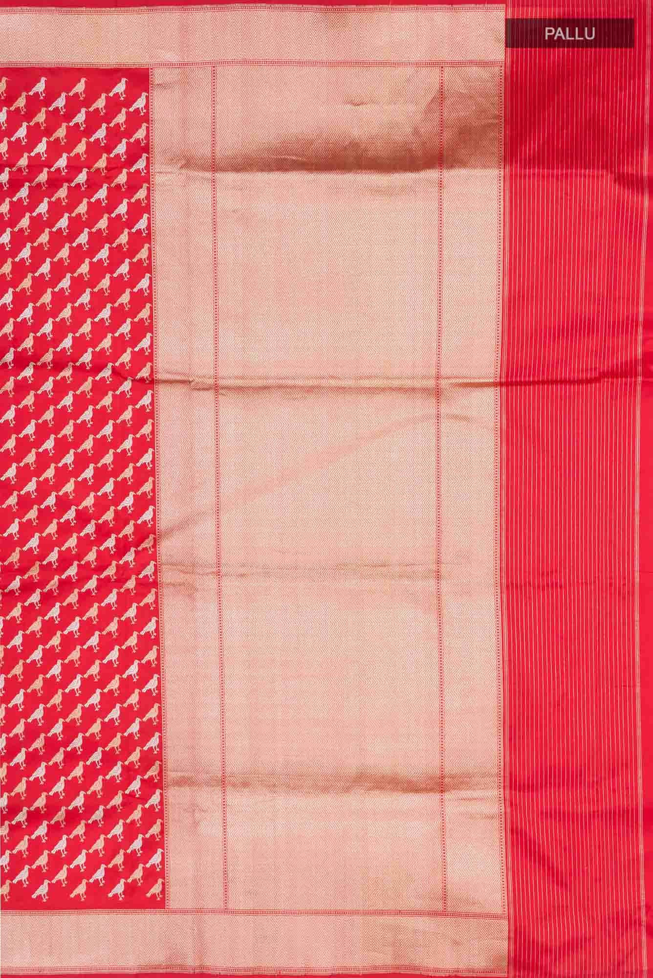 Pure Silk Pure Zari Red Banarasi Saree - Image 5