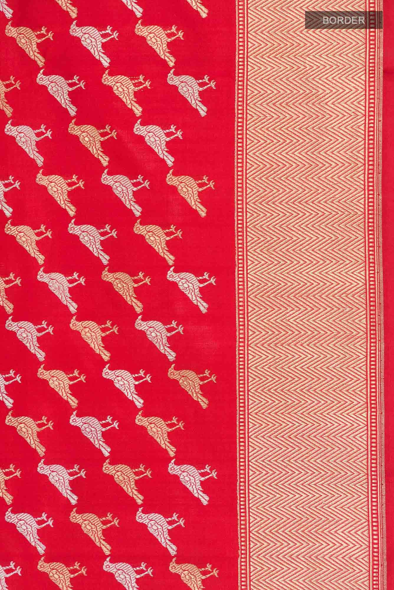 Pure Silk Pure Zari Red Banarasi Saree - Image 6