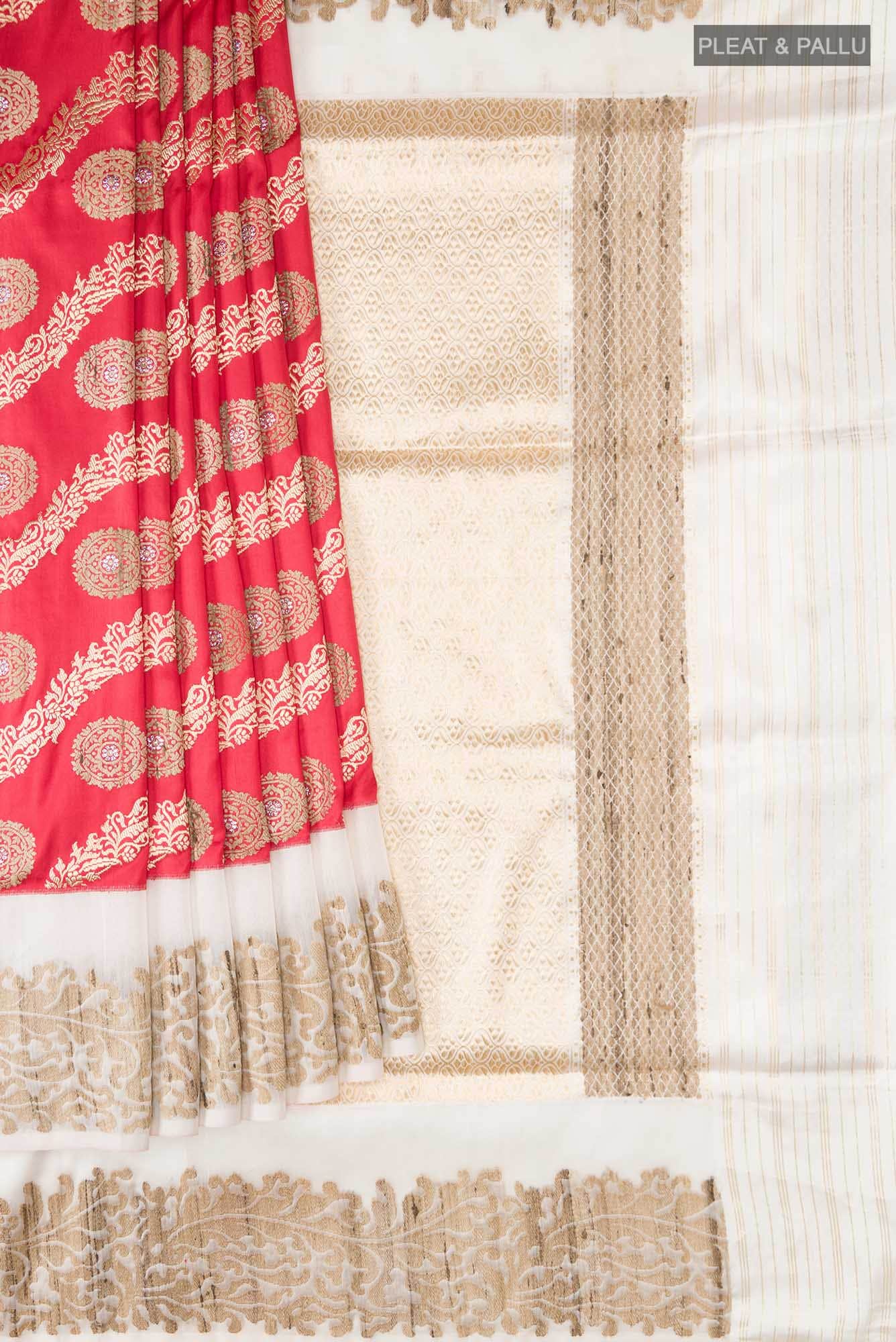 Red Banarasi Silk Saree - Image 2