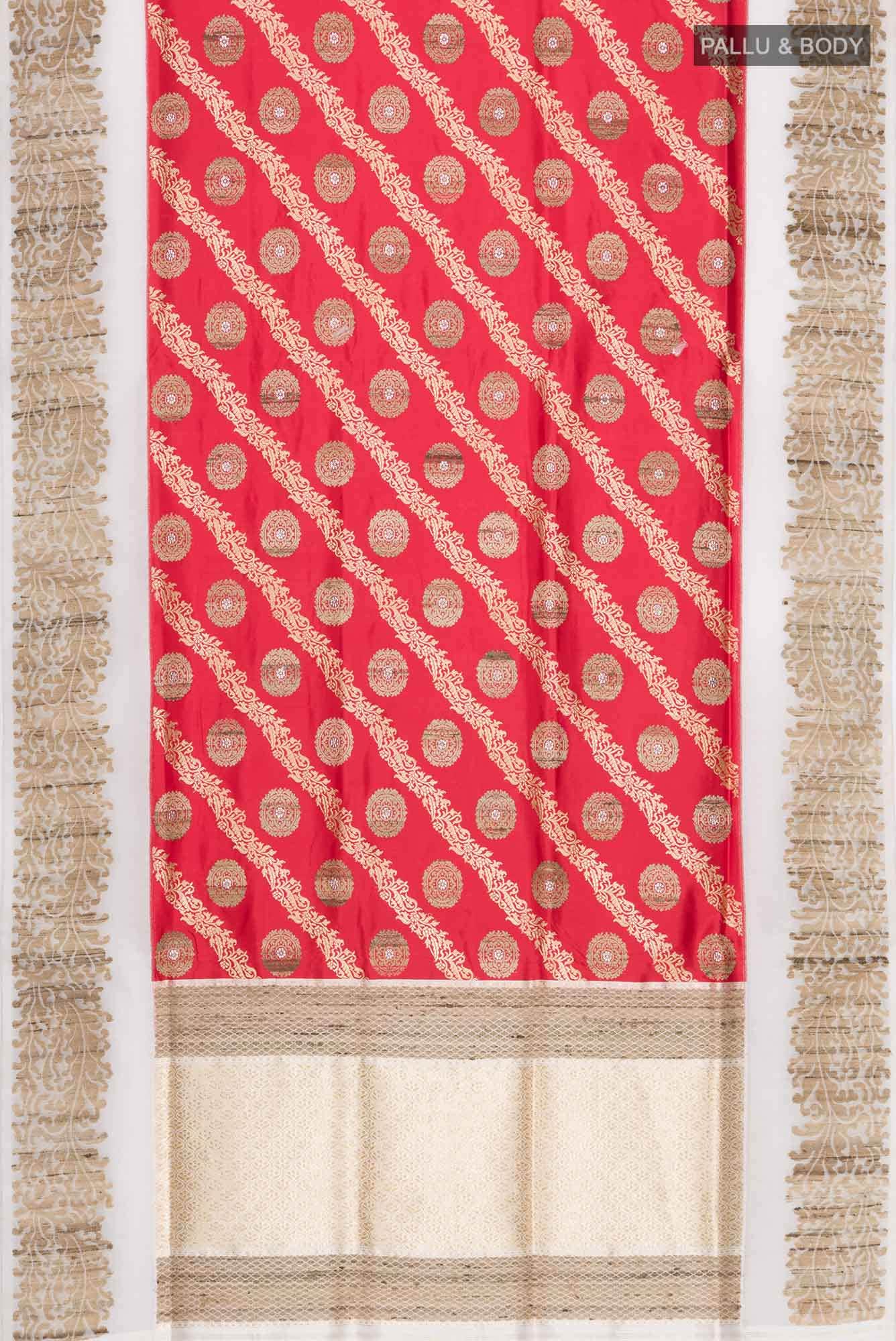 Red Banarasi Silk Saree - Image 4