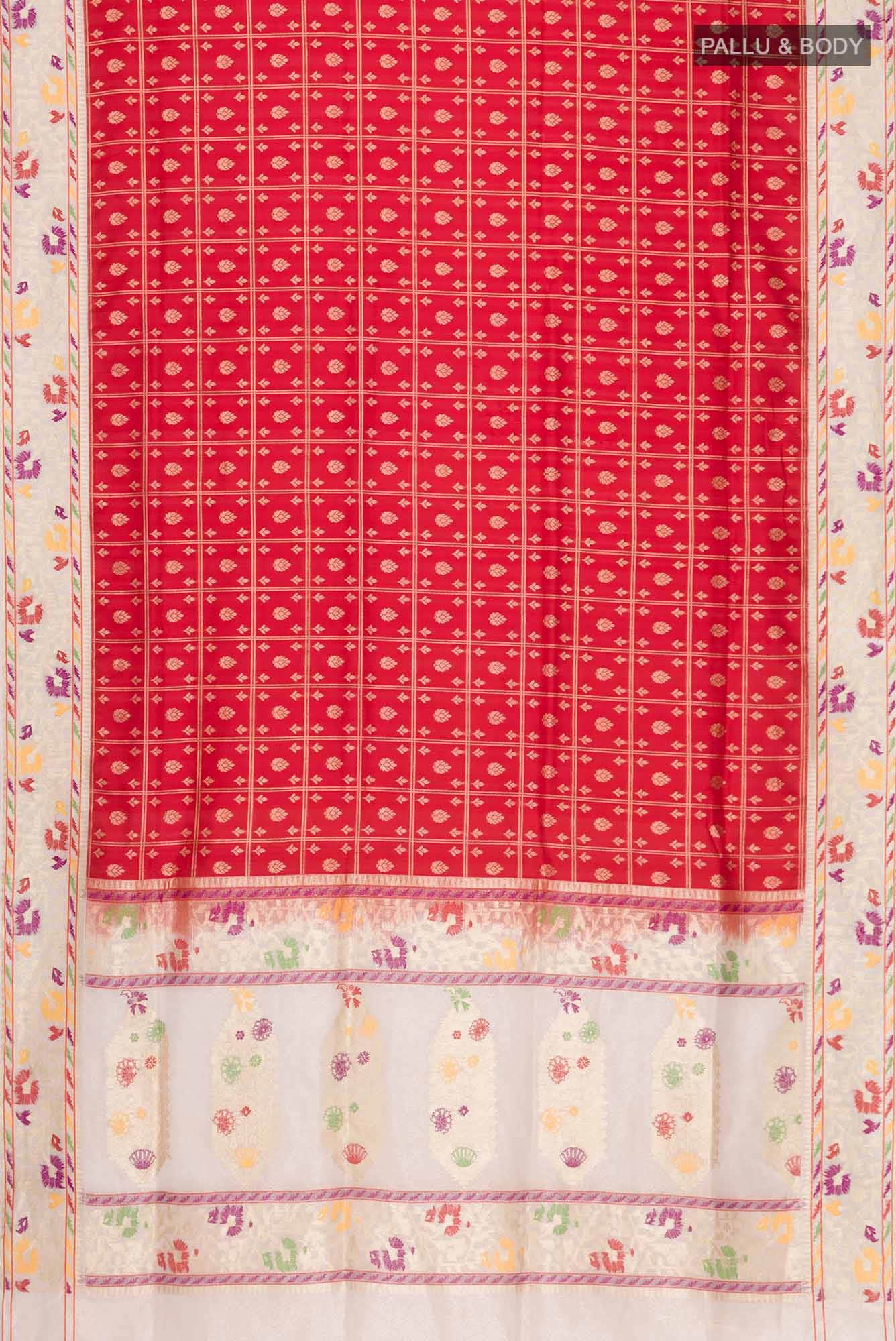 Red Banarasi Silk Saree - Image 4