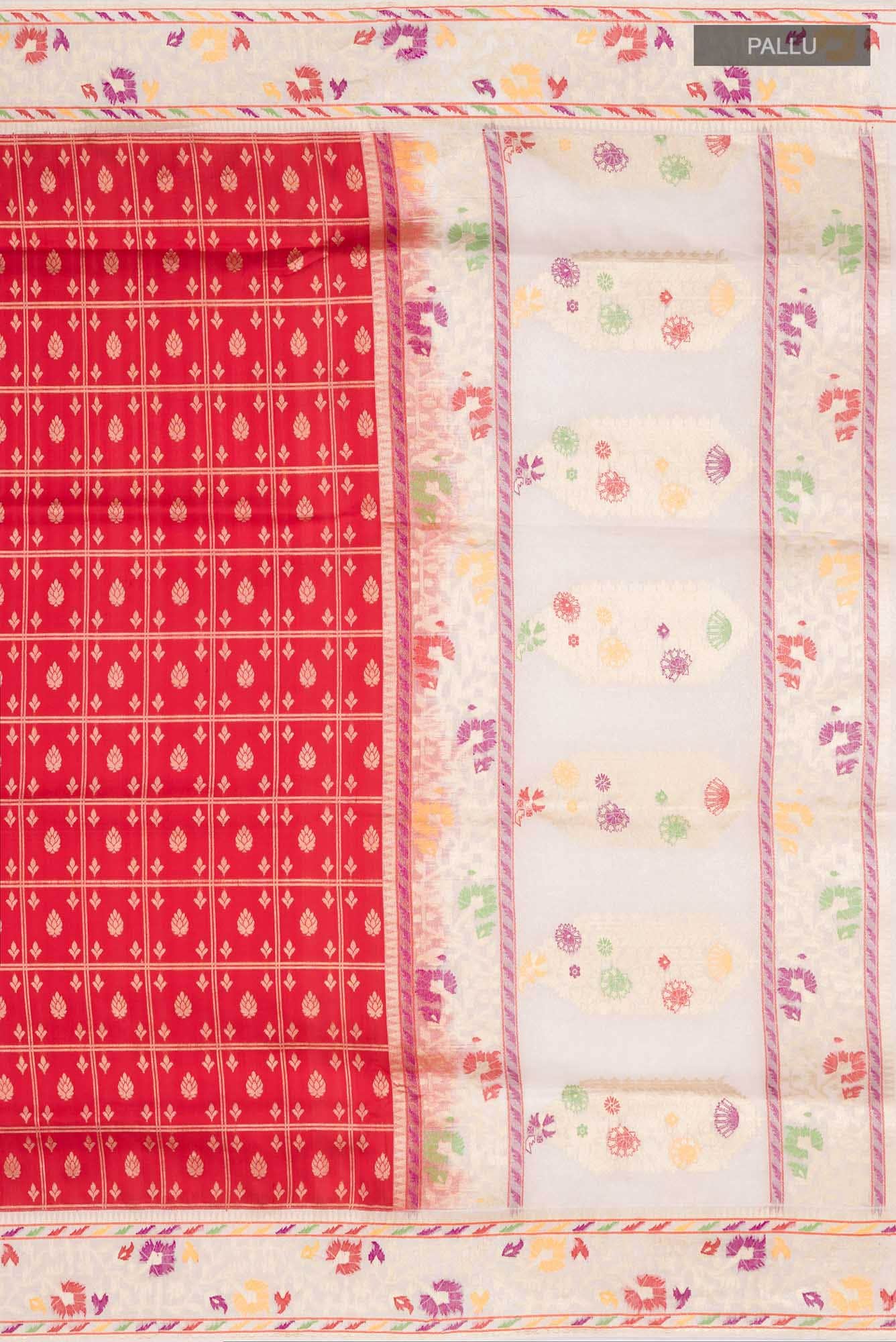 Red Banarasi Silk Saree - Image 5