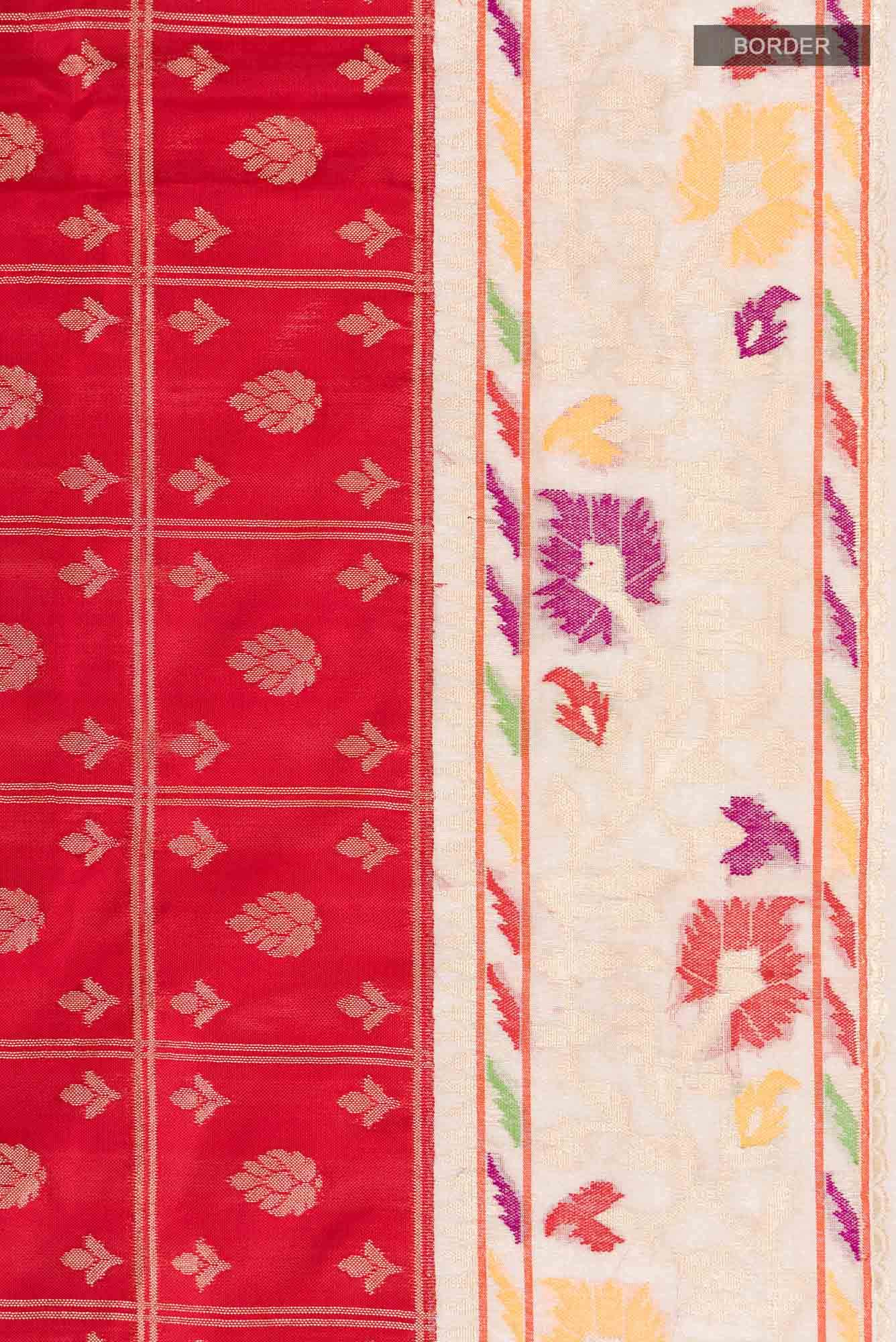 Red Banarasi Silk Saree - Image 6