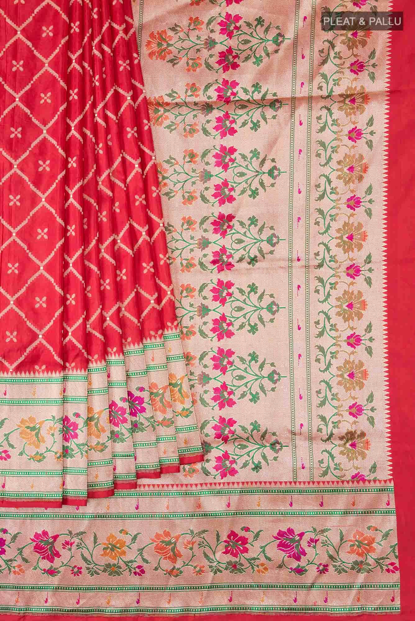 Red Banarasi Silk Saree - Image 2