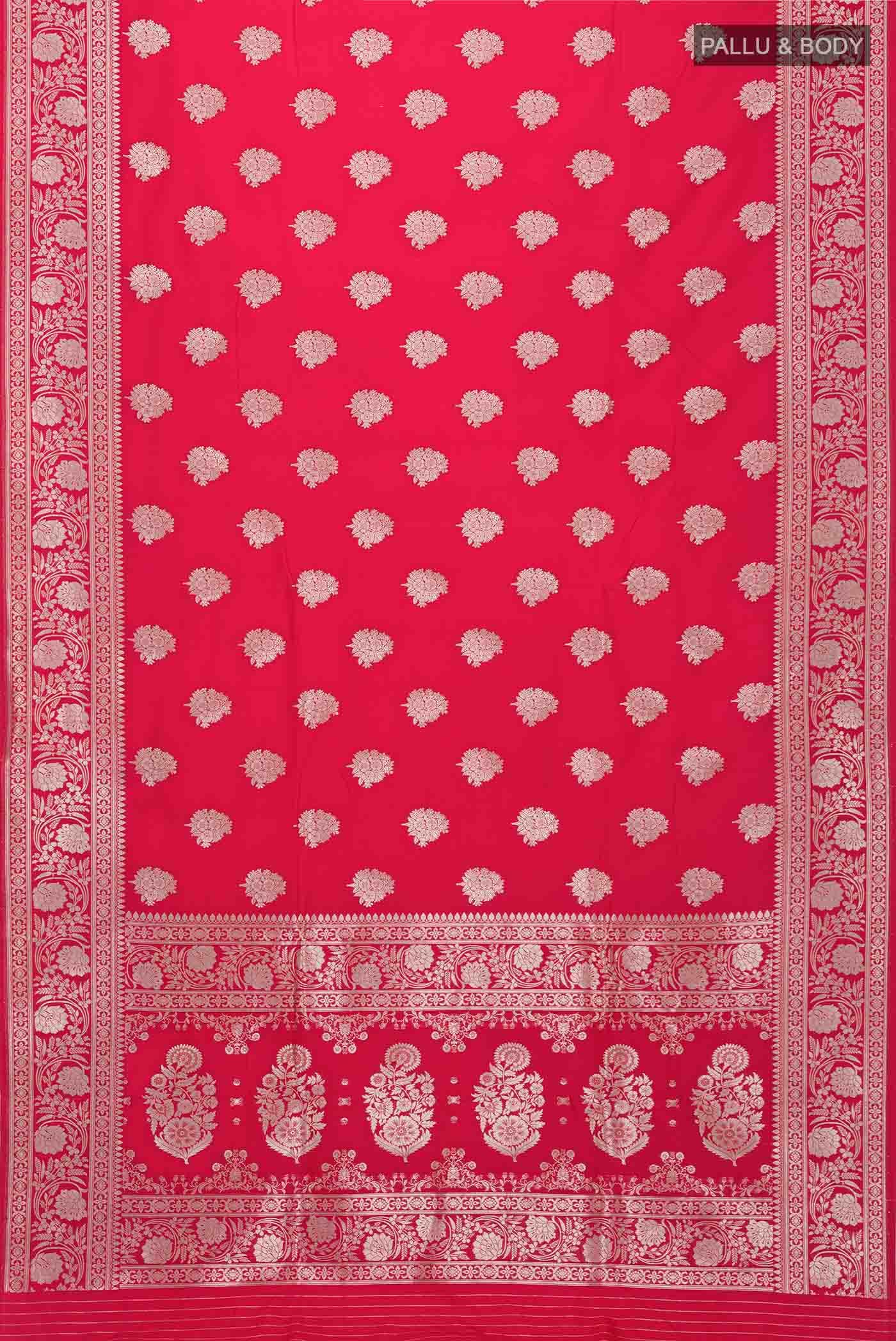 Red Banarasi Silk Saree - Image 2