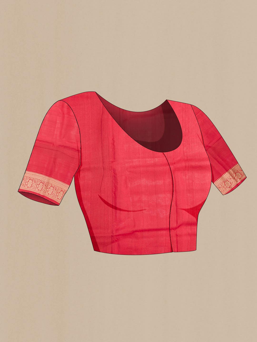 Red Banarasi Tussar Silk Saree - Image 6