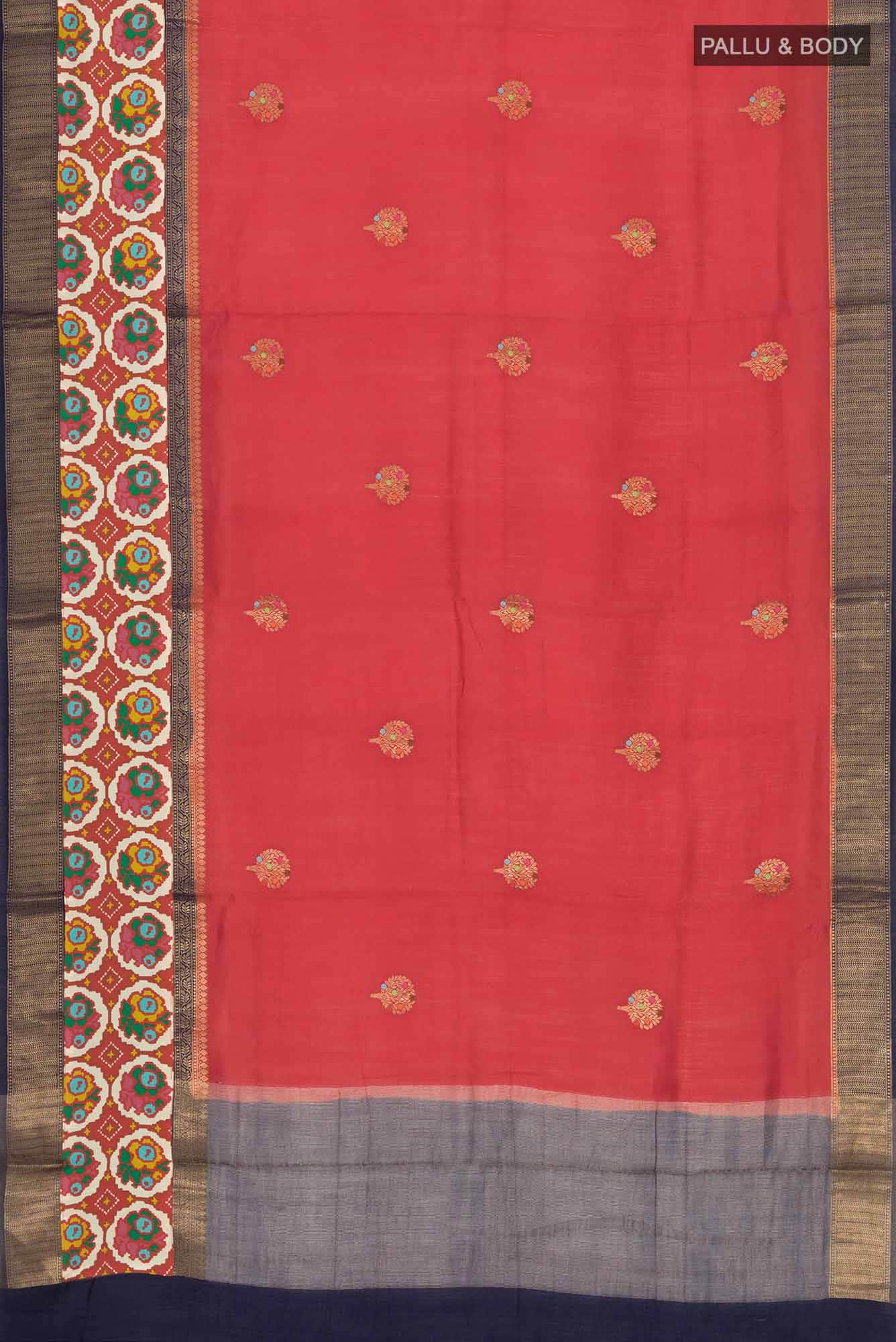 Red Banarasi Tussar Silk Saree - Image 3