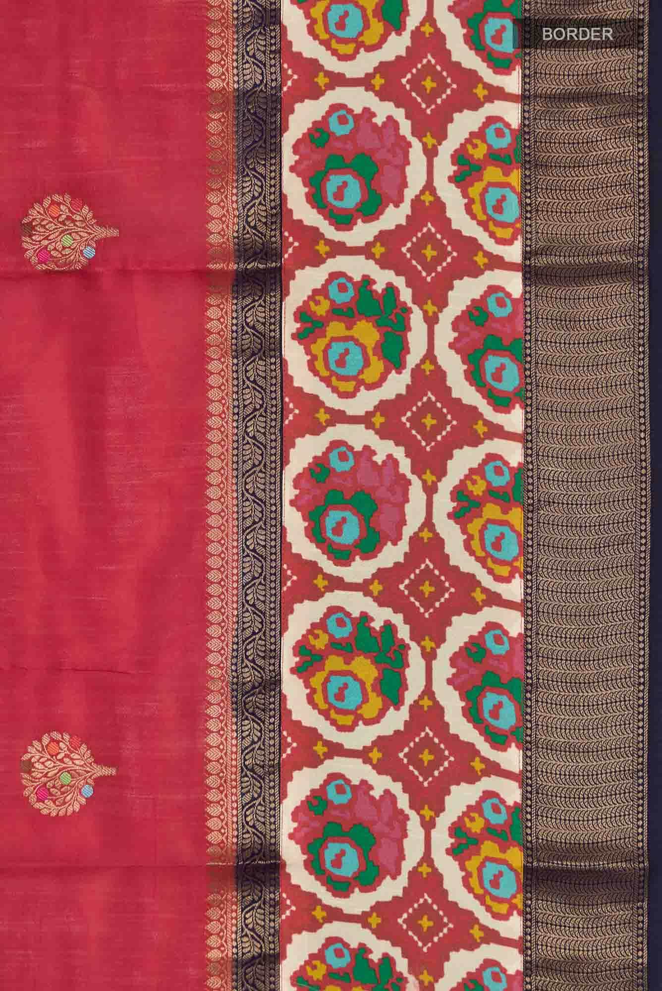 Red Banarasi Tussar Silk Saree - Image 4