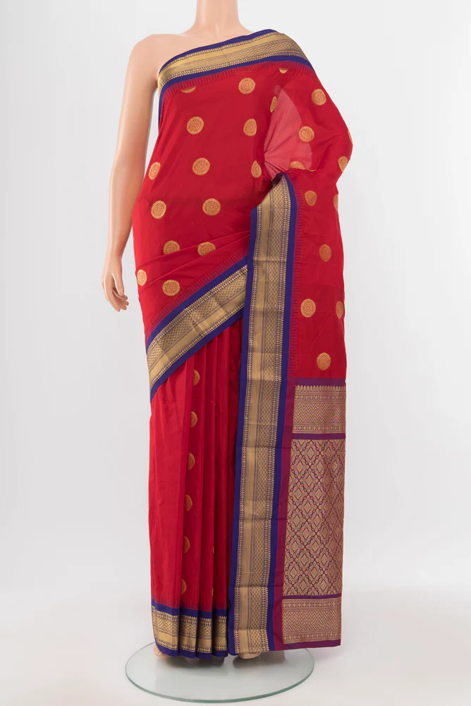 Red Blended Bangalore Silk Saree