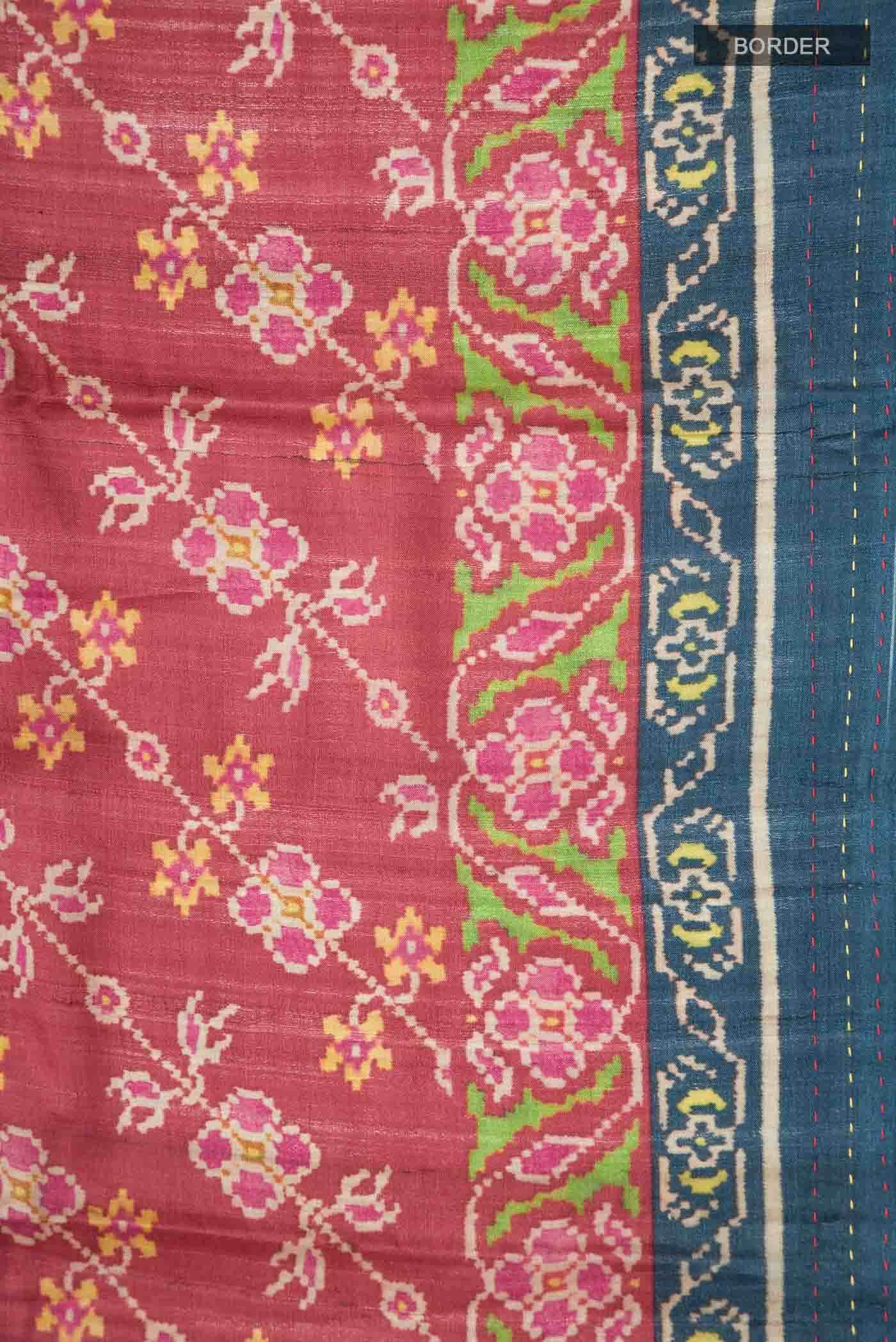 Red Bhagalpuri Tussar Silk Saree - Image 4