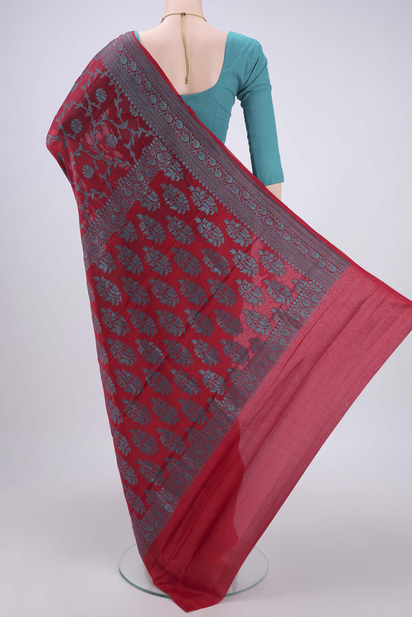 Maroon Blended Banarasi Georgette Saree - Image 3