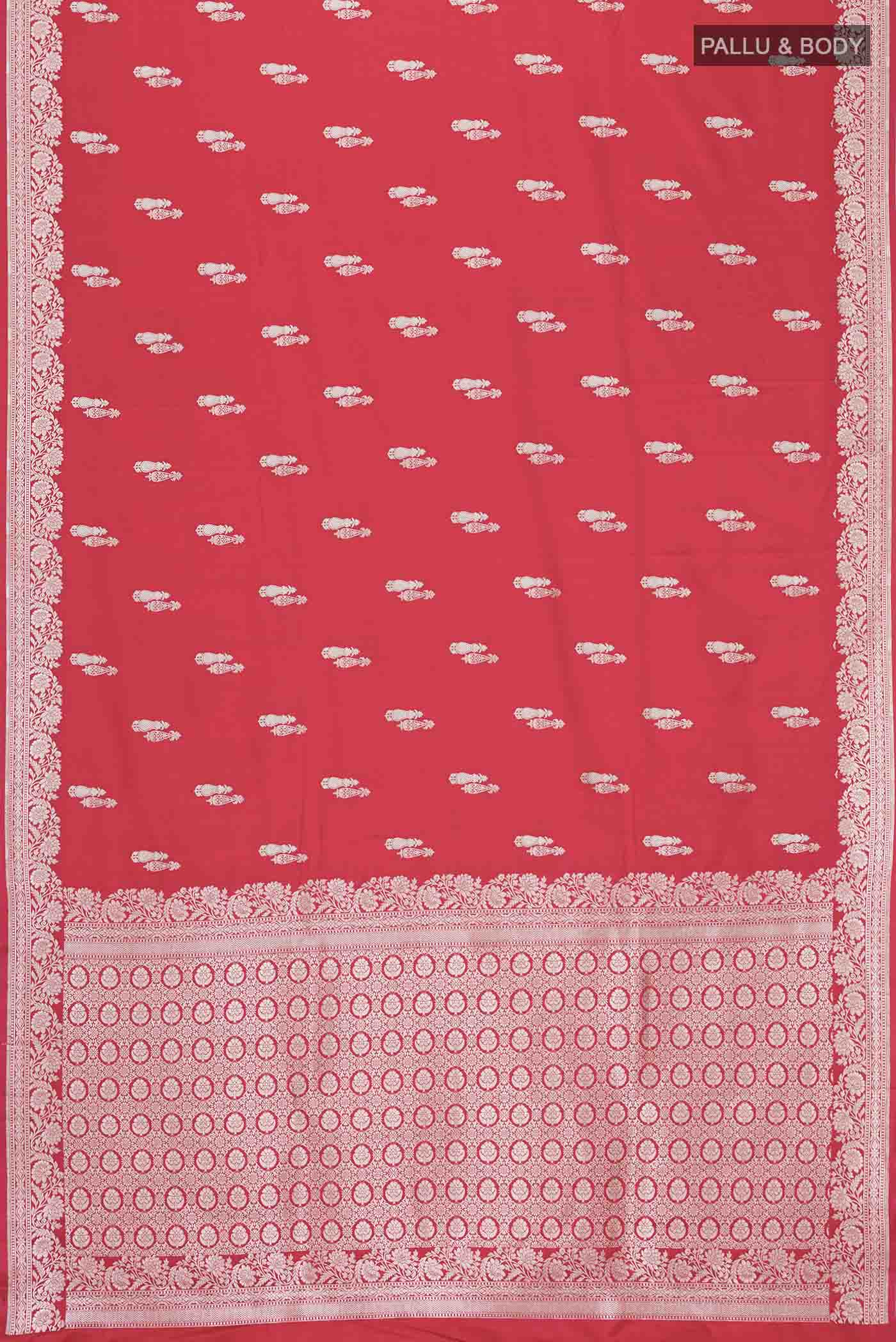 Red Blended Banarasi Silk Saree - Image 3