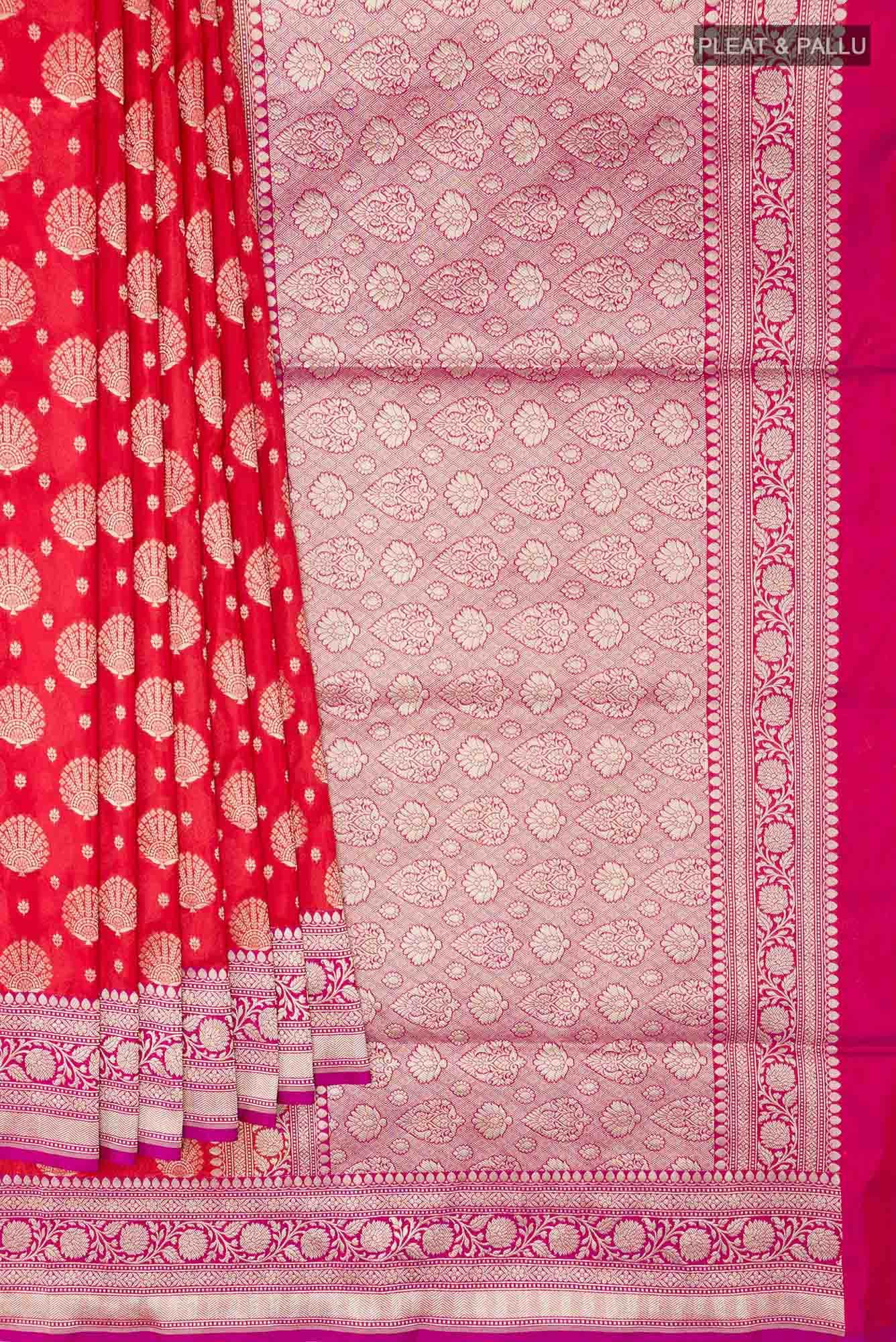 Red Banarasi Silk Saree - Image 2
