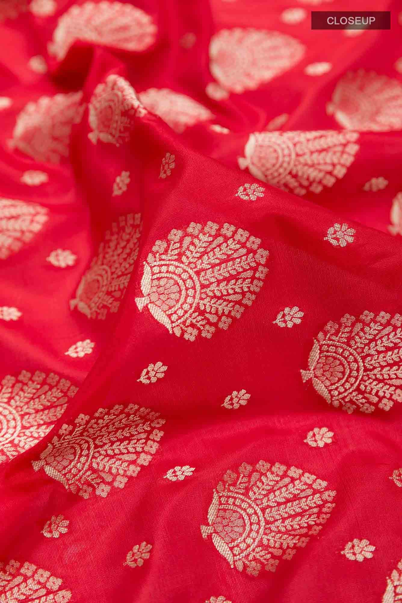 Red Banarasi Silk Saree - Image 3