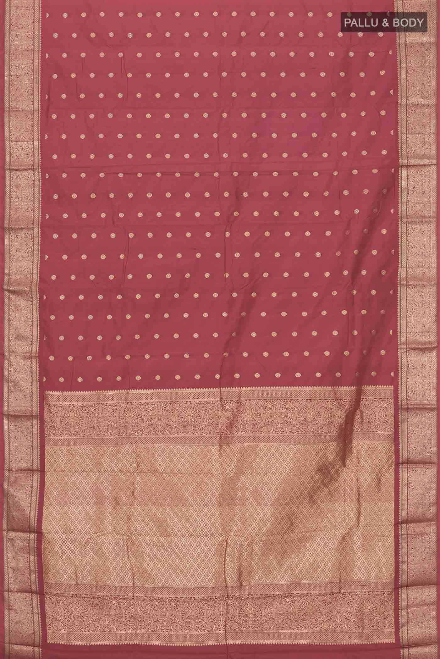 Red Blended Bangalore Silk Saree - Image 3