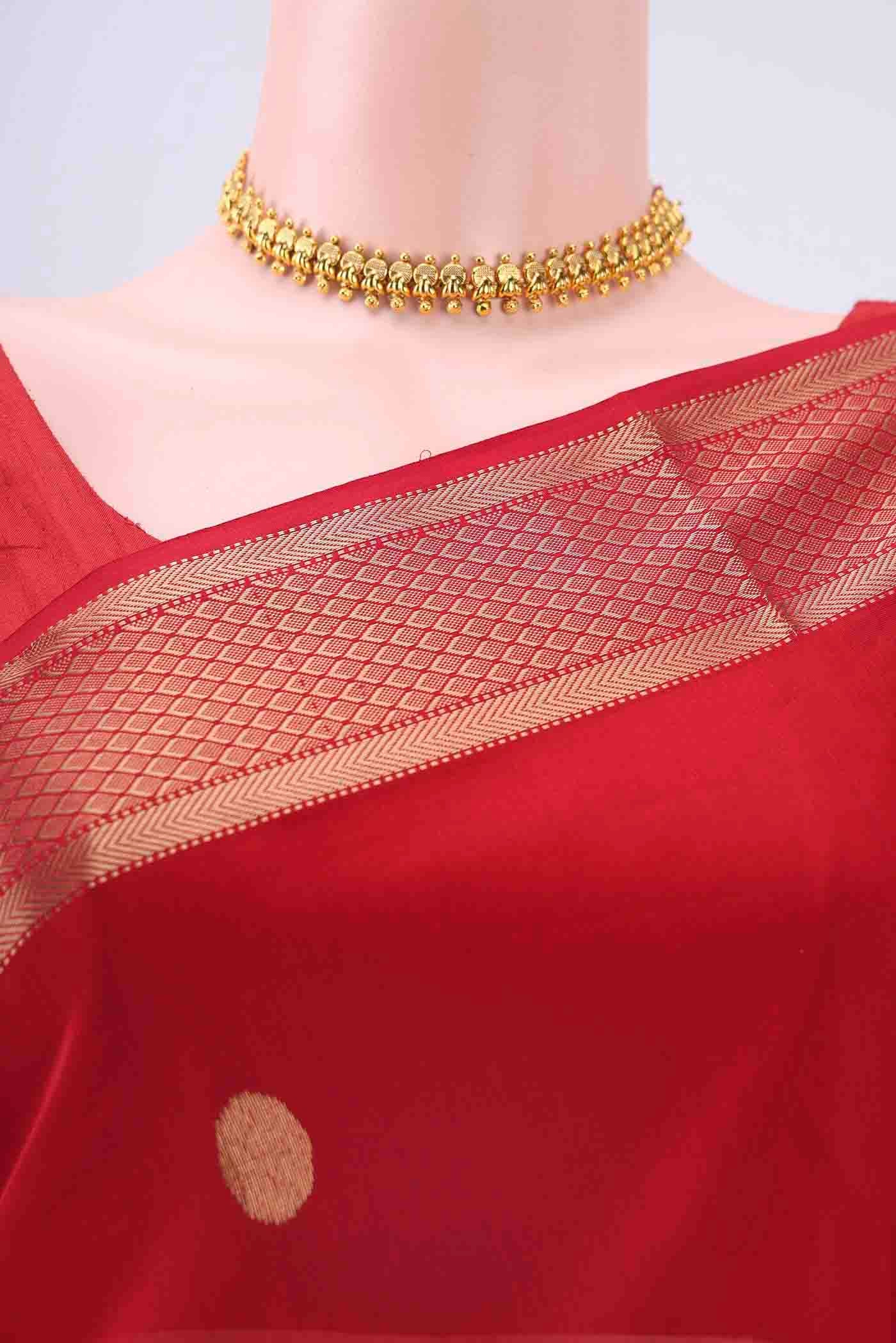 Red Blended Coimbatore Silk Cotton Saree - Image 2