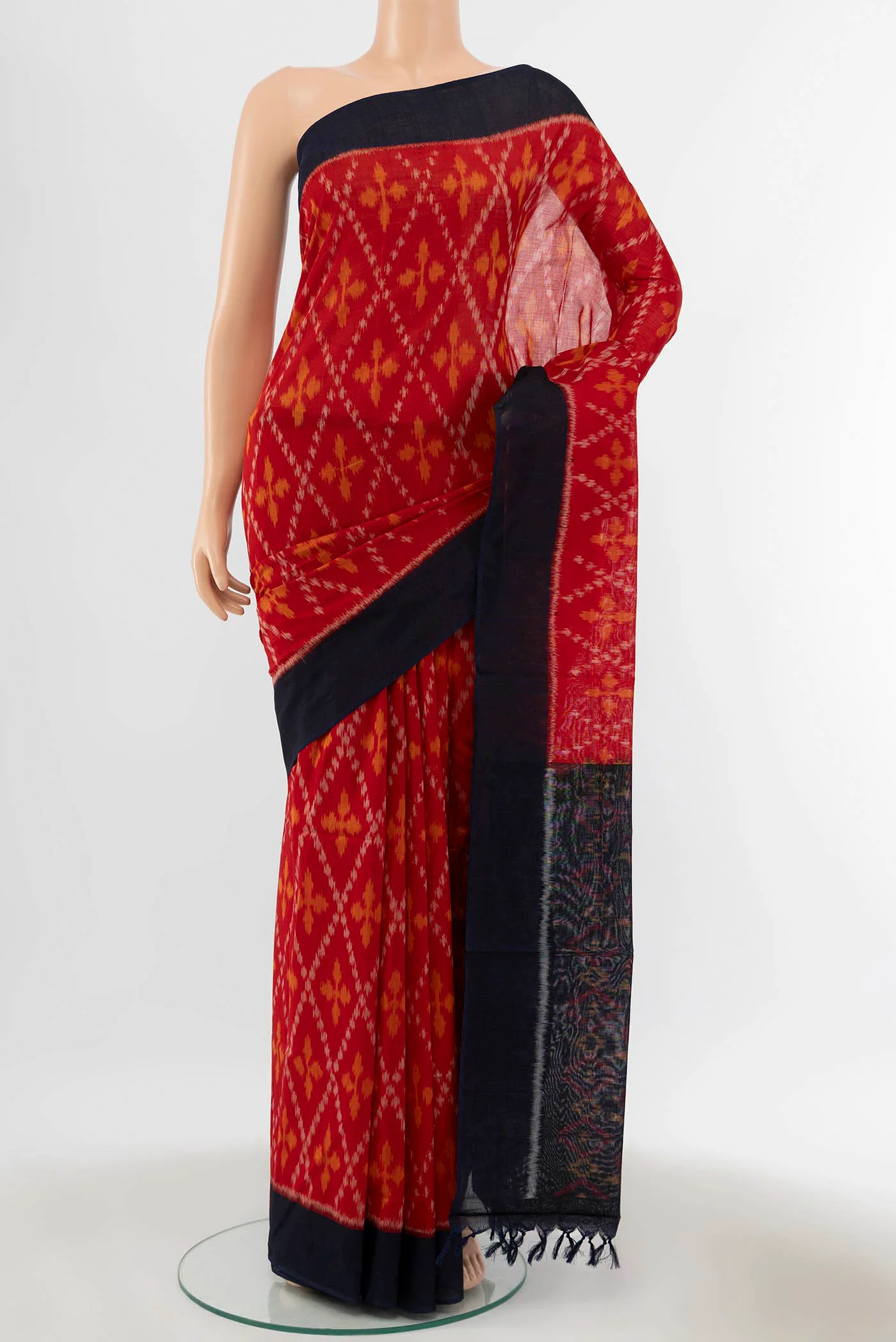 Red Pochampally Cotton Saree