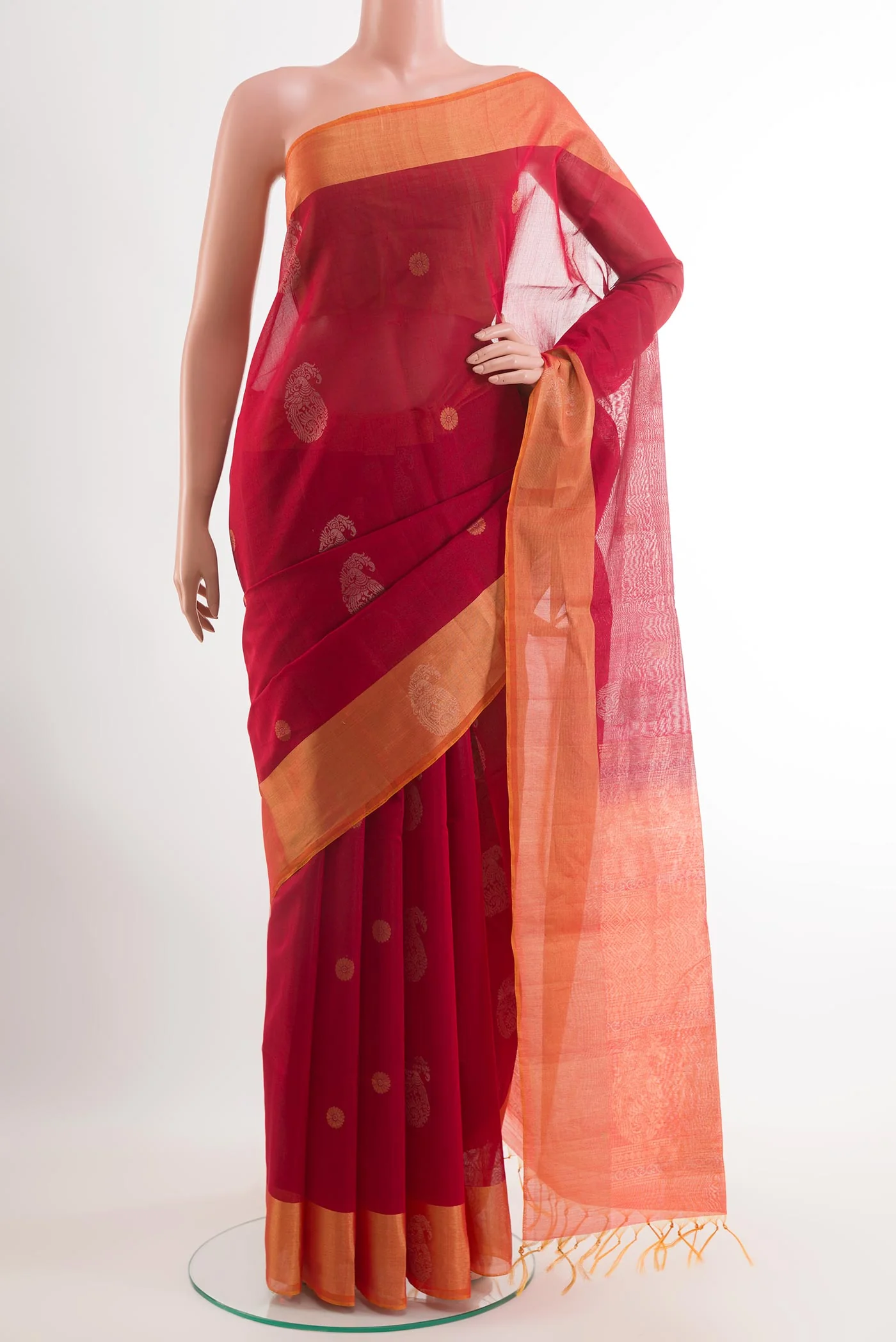 Red Silk Cotton Saree