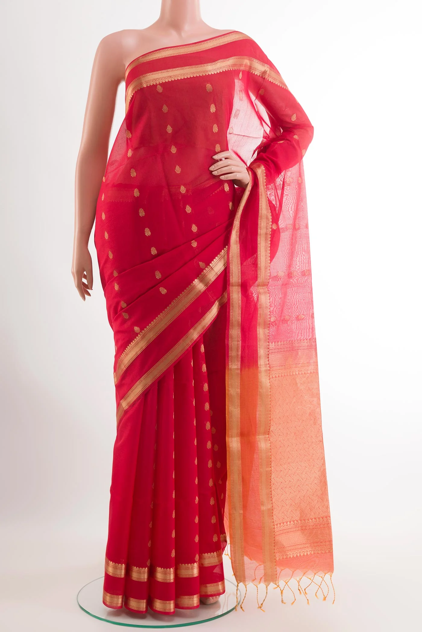 Red Silk Cotton Saree