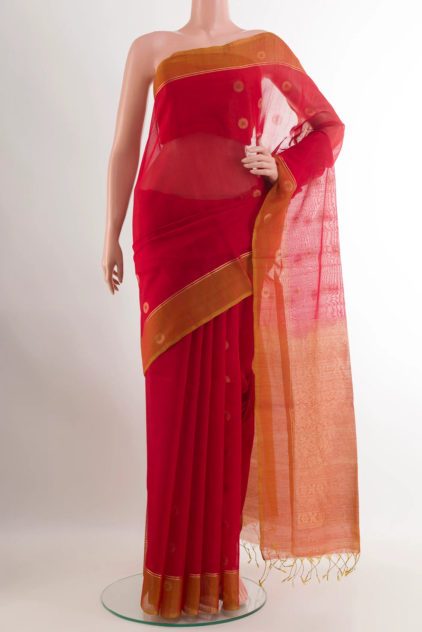 Red Silk Cotton Saree