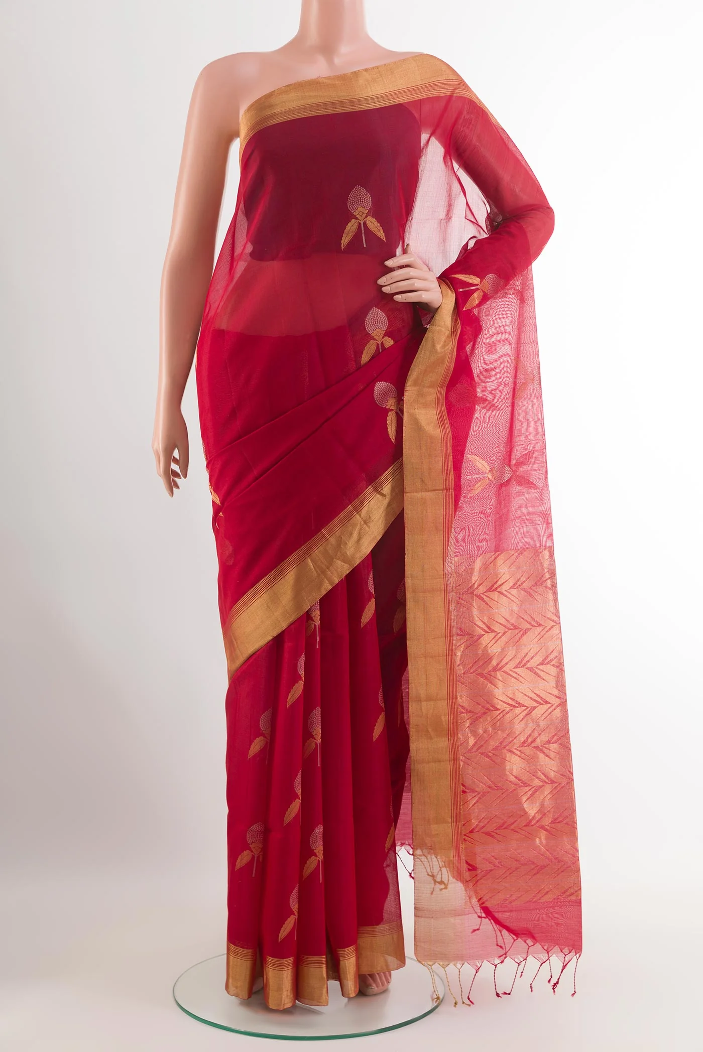 Red Silk Cotton Saree