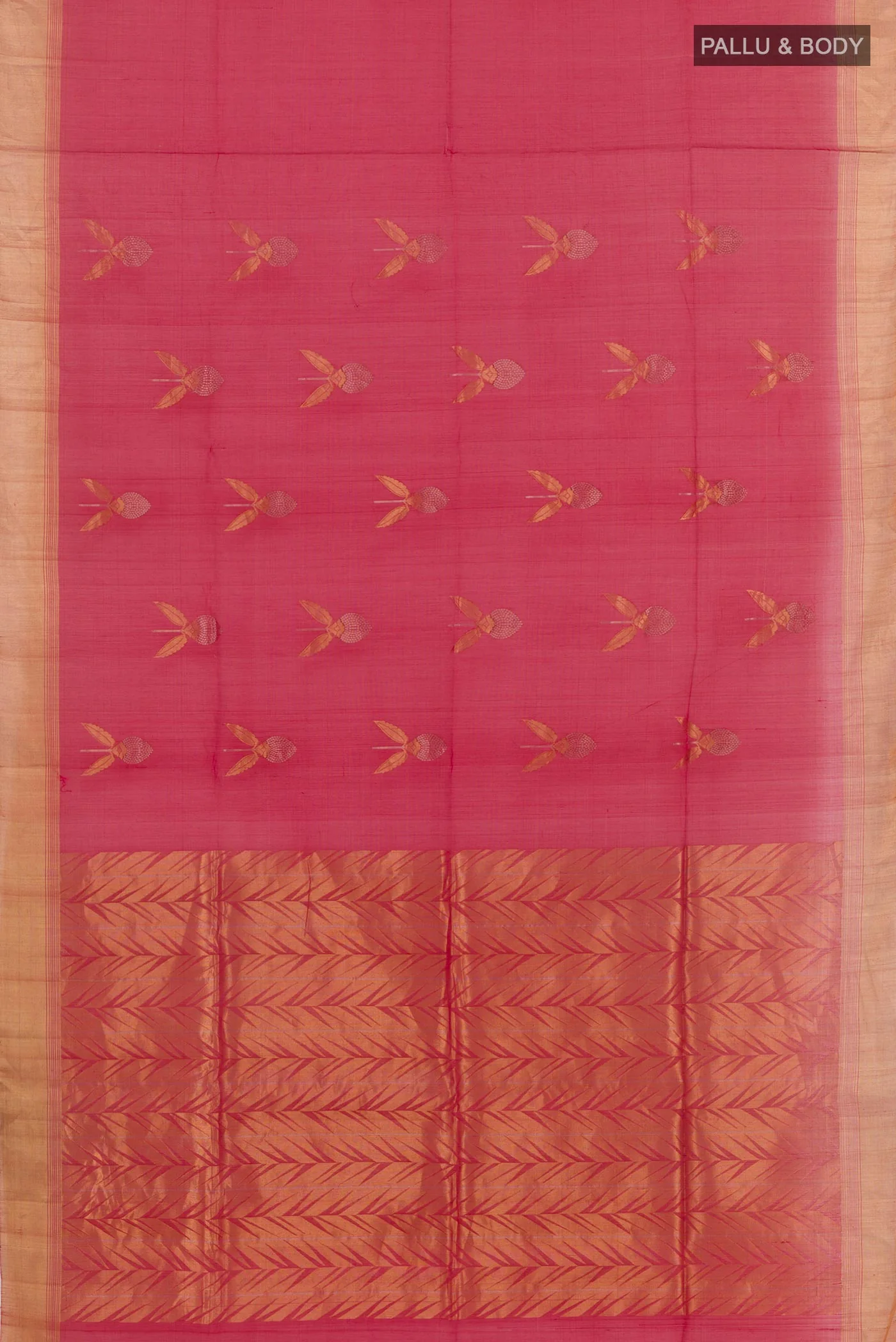 Red Silk Cotton Saree - Image 3