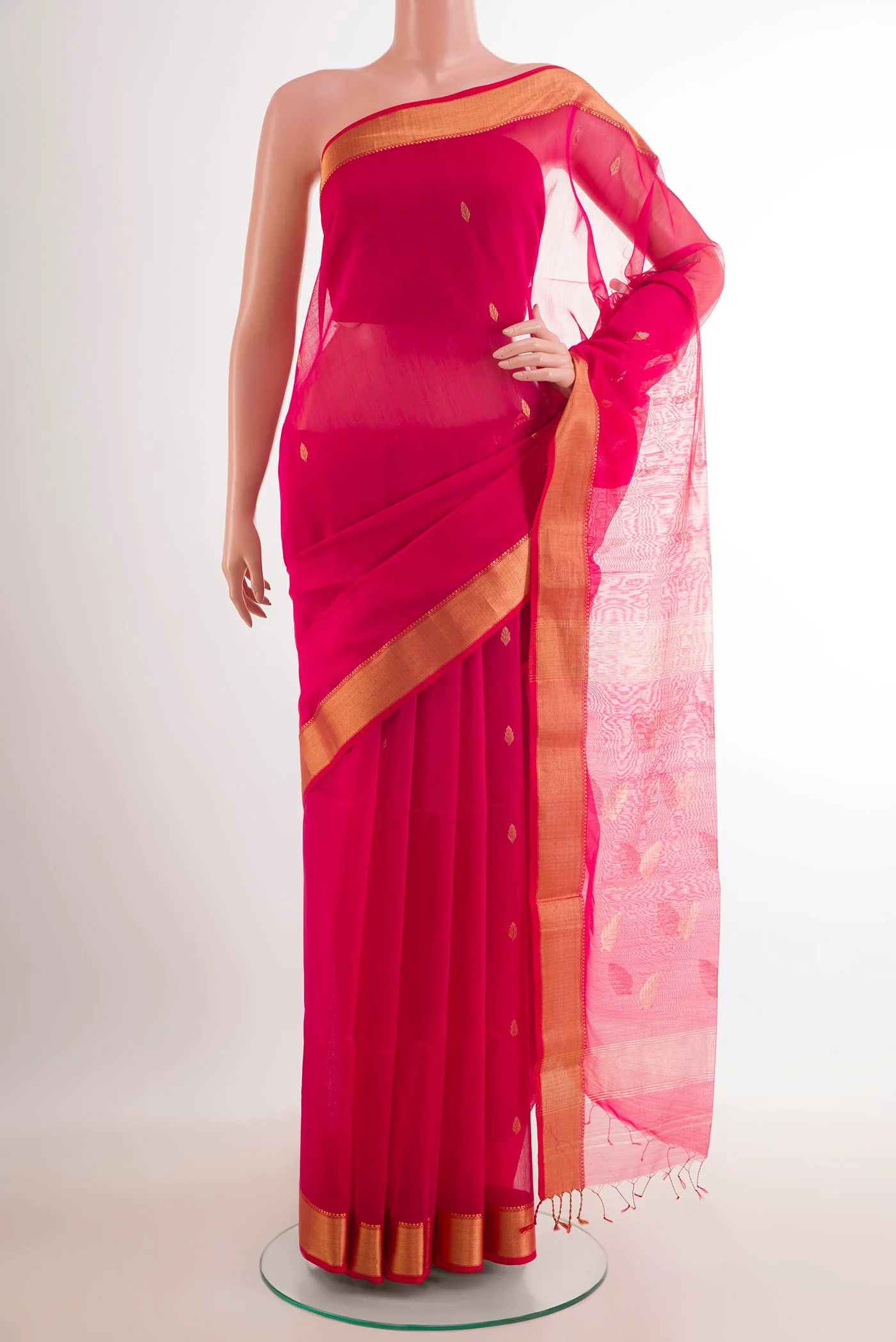 Pink Maheshwari Silk Cotton Saree