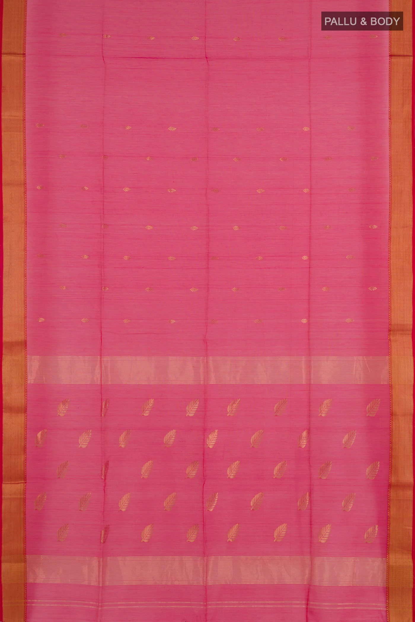 Pink Maheshwari Silk Cotton Saree - Image 3