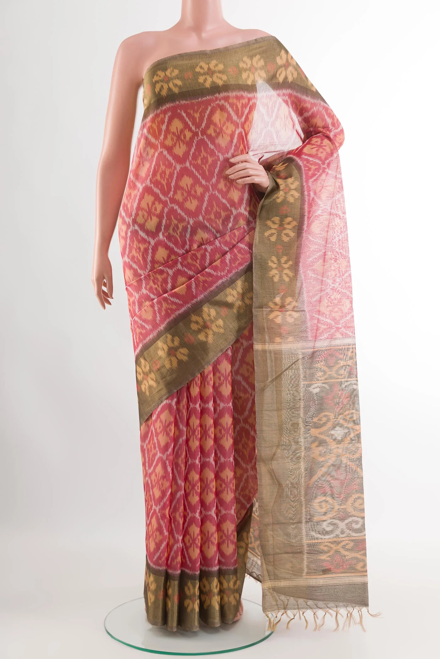 Red Blended Silk Cotton Saree