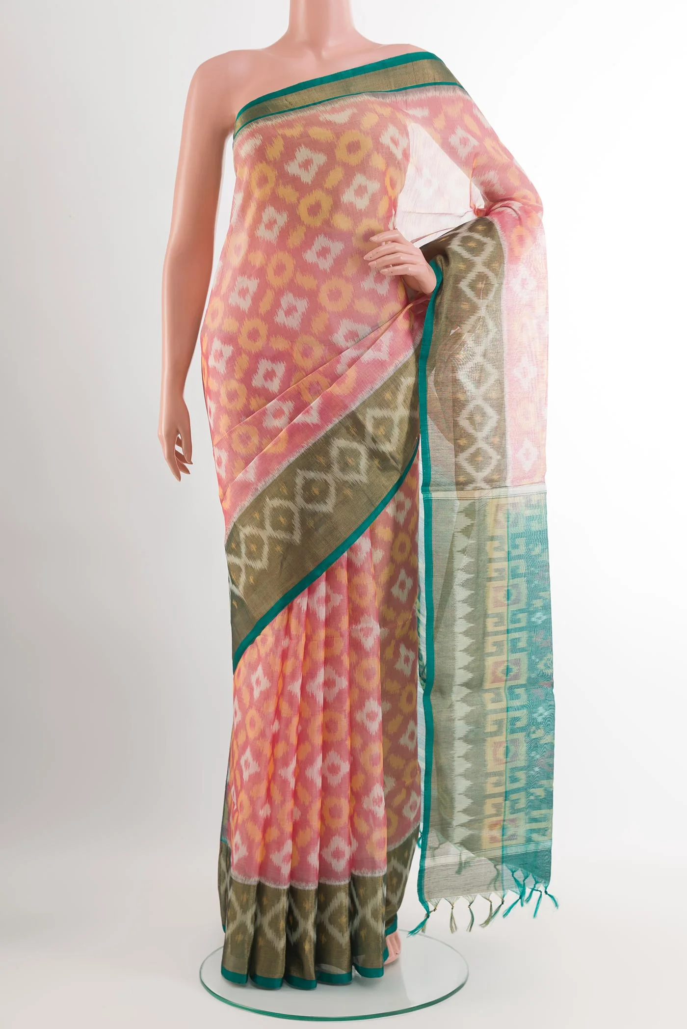 Rose pink Silk Cotton Saree