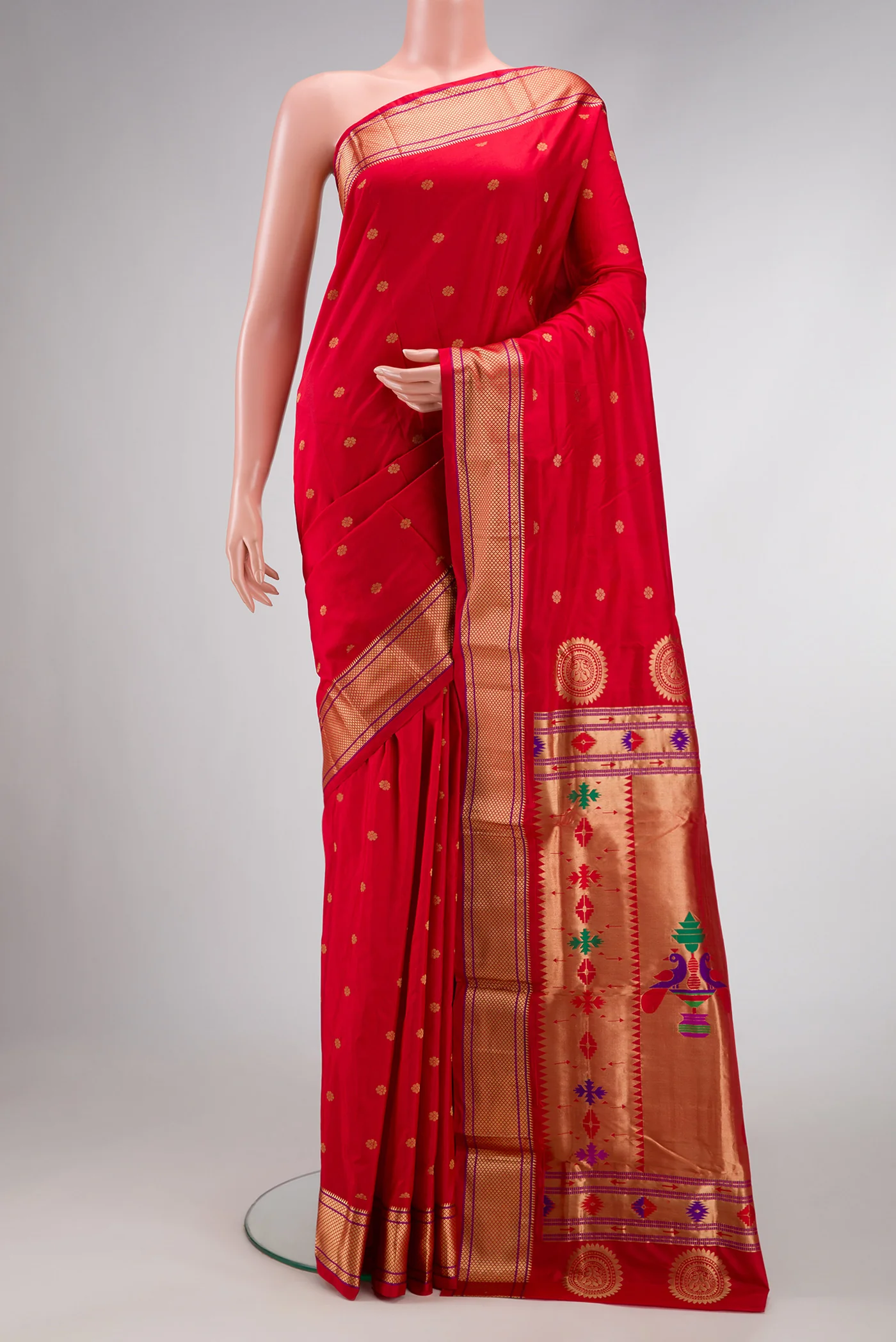 Red Blended Paithani Silk Saree
