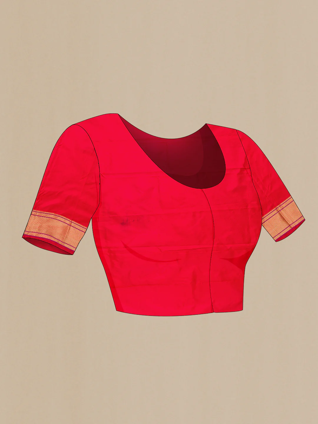 Red Blended Paithani Silk Saree - Image 4