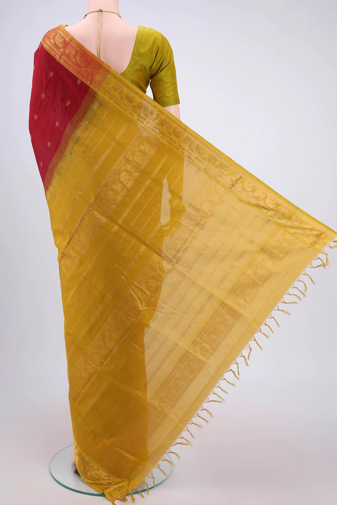 Maroon Blended Poly Cotton Saree - Image 3