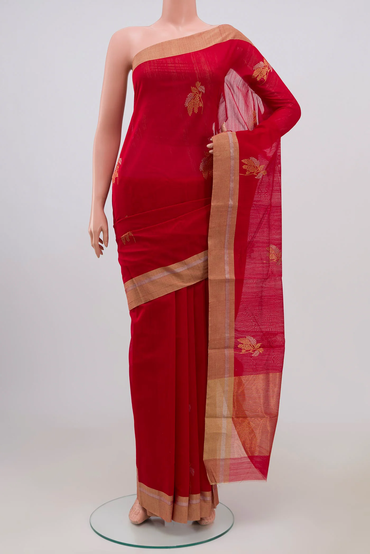 Red Chanderi Silk Cotton Saree