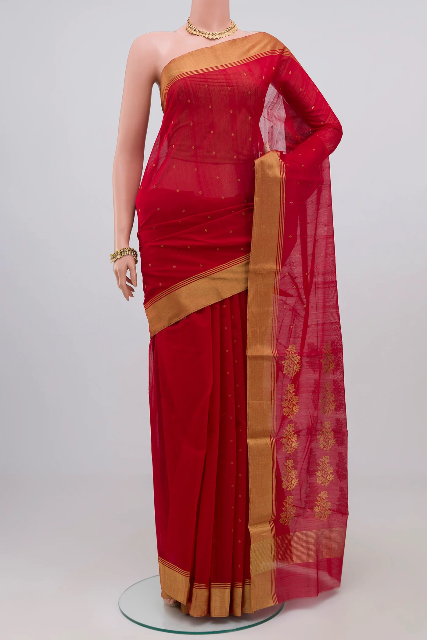 Red Chanderi Silk Cotton Saree