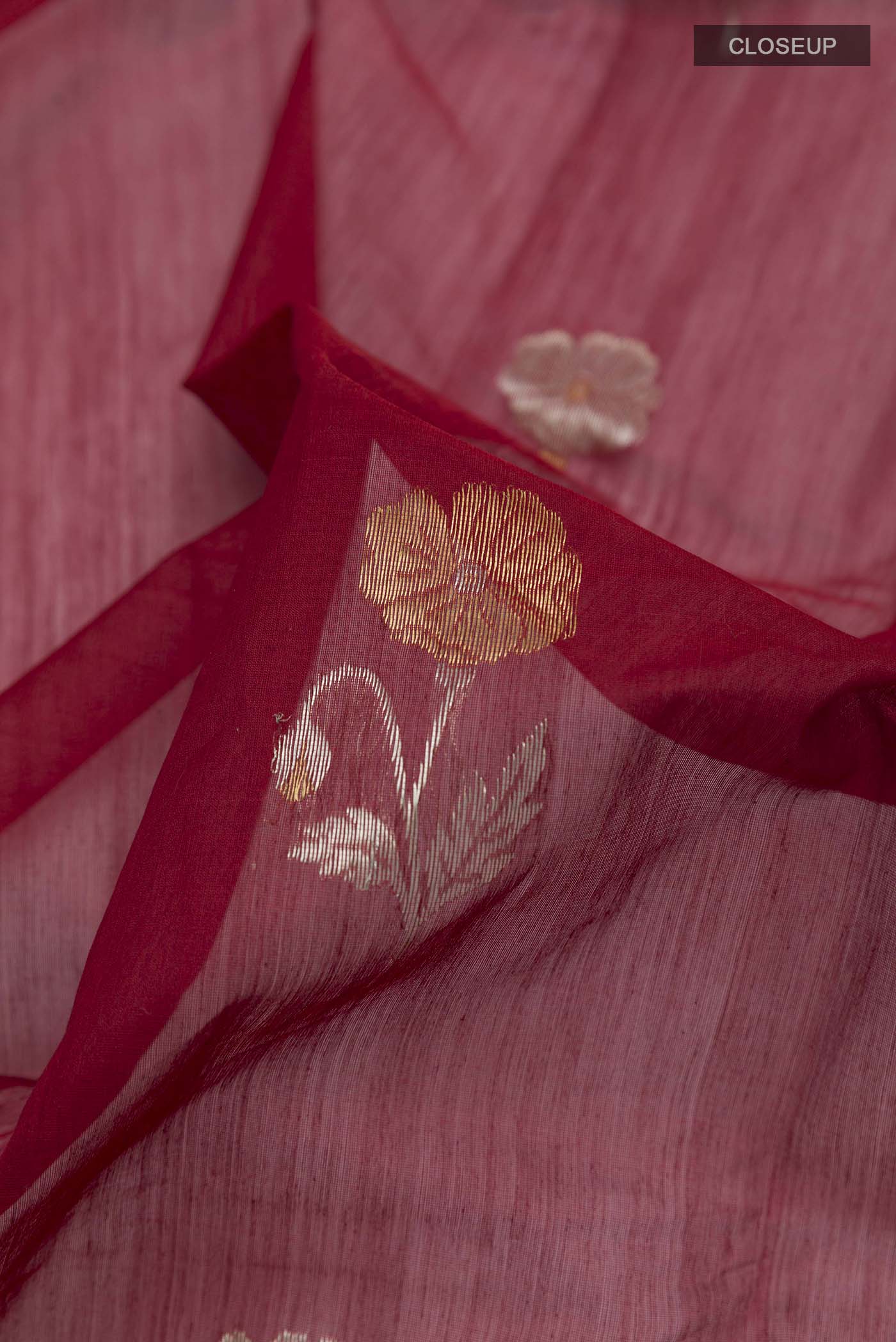 Maroon Chanderi Silk Cotton Saree - Image 2