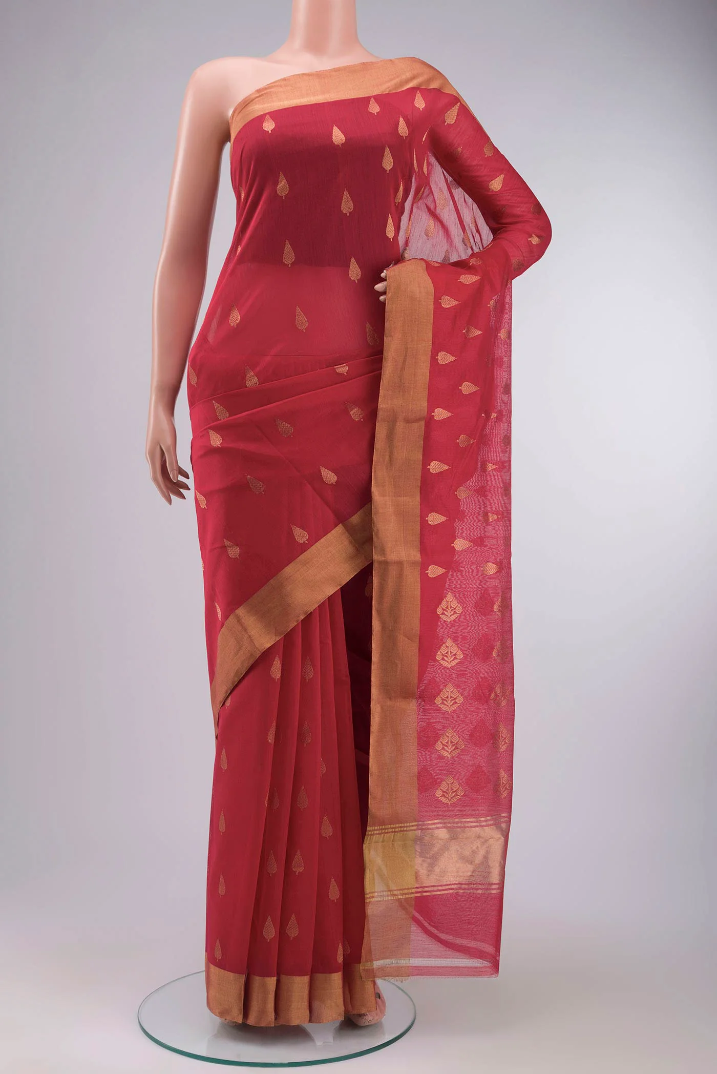 Red Chanderi Silk Saree