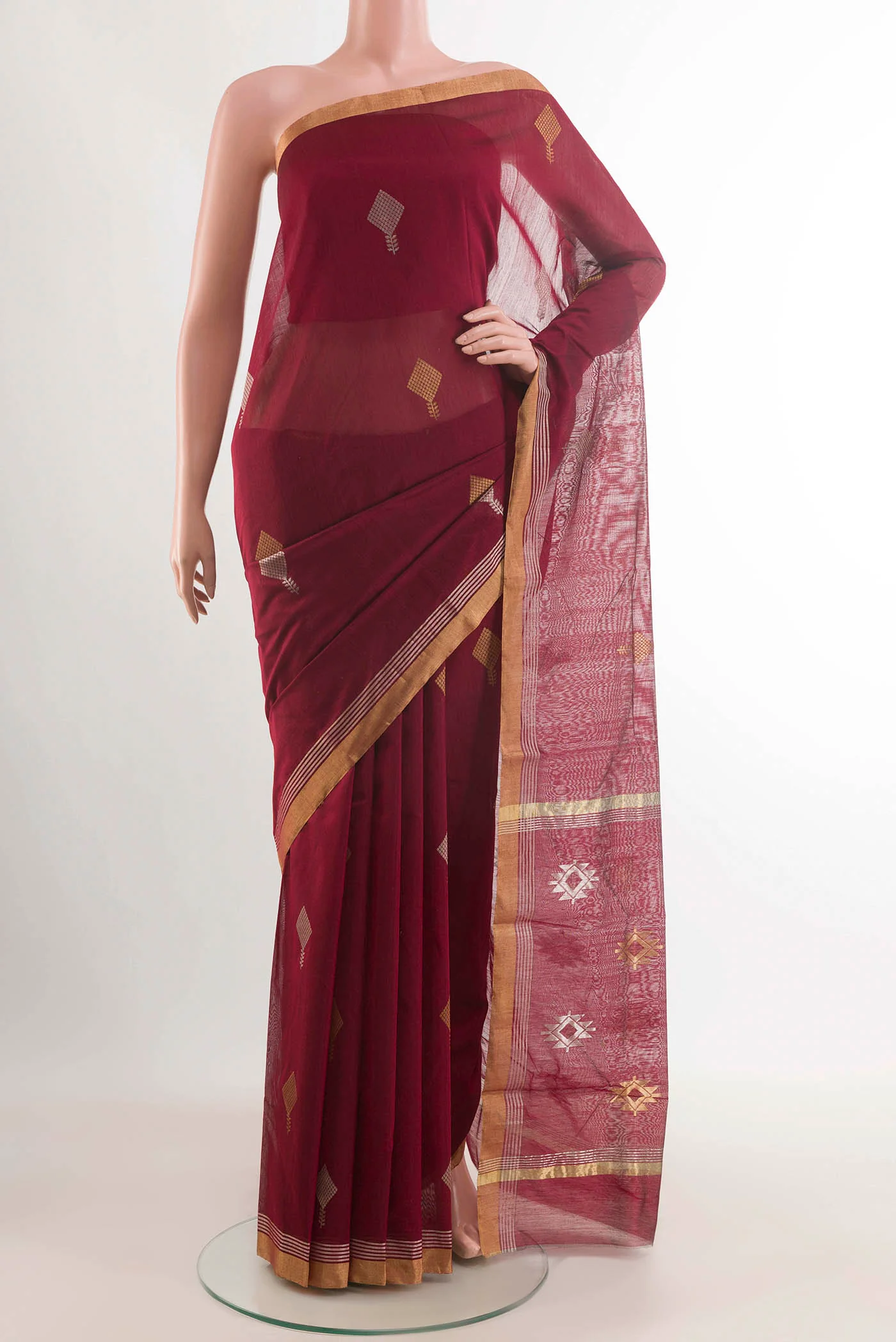Maroon Chanderi Silk Cotton Saree