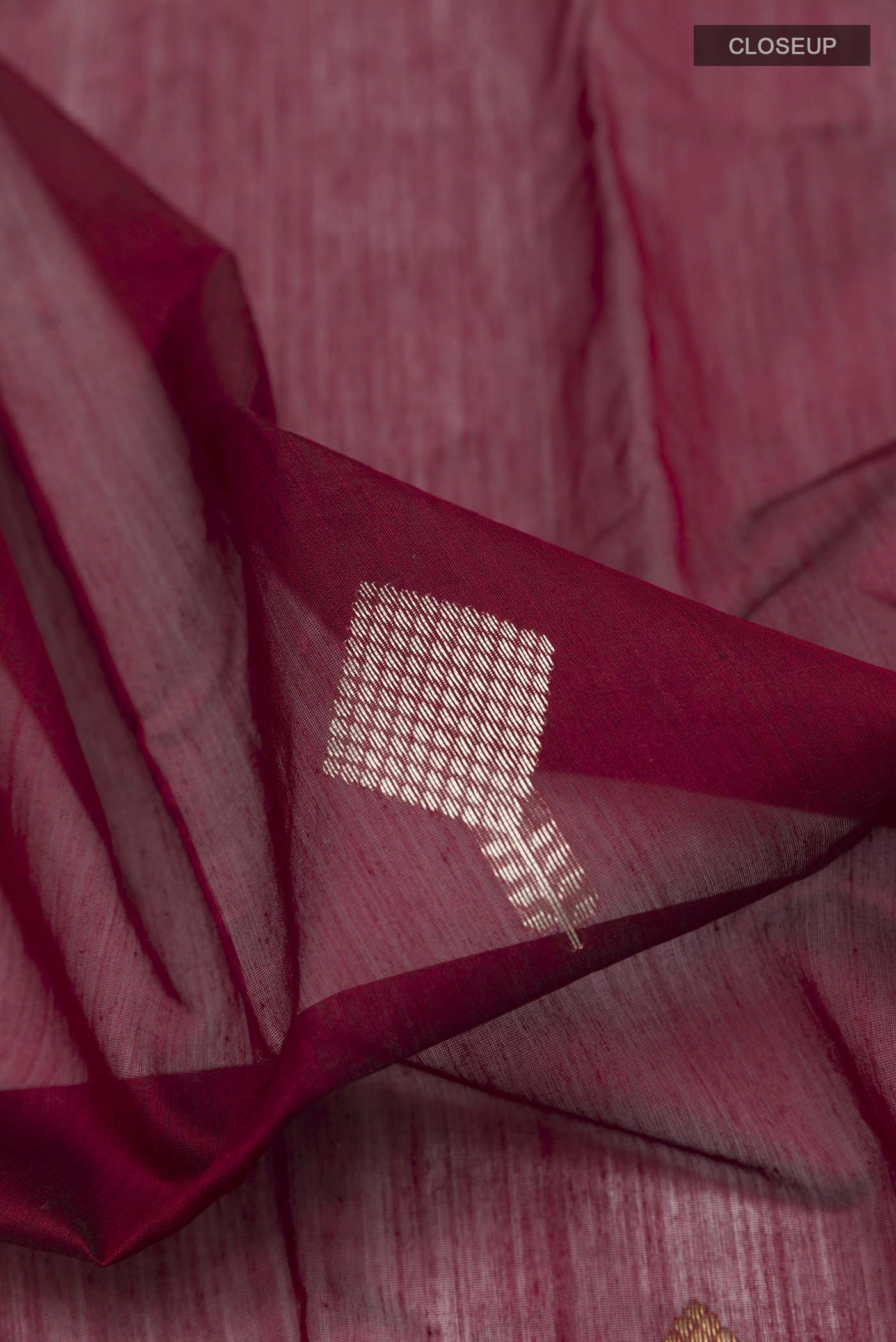 Maroon Chanderi Silk Cotton Saree - Image 2
